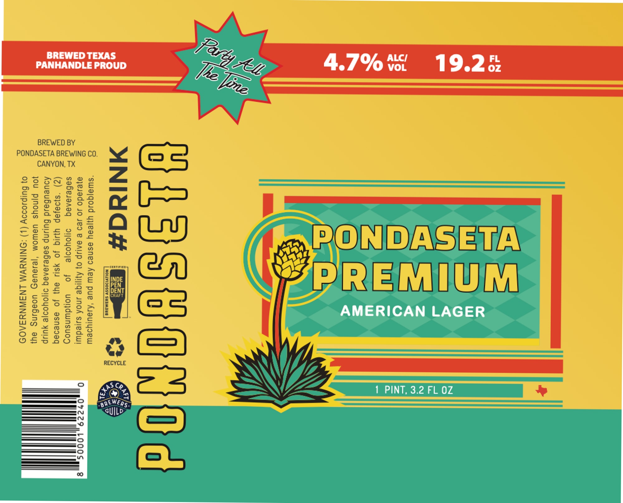 Pondaseta Premium by Pondaseta Brewing Company - beer label