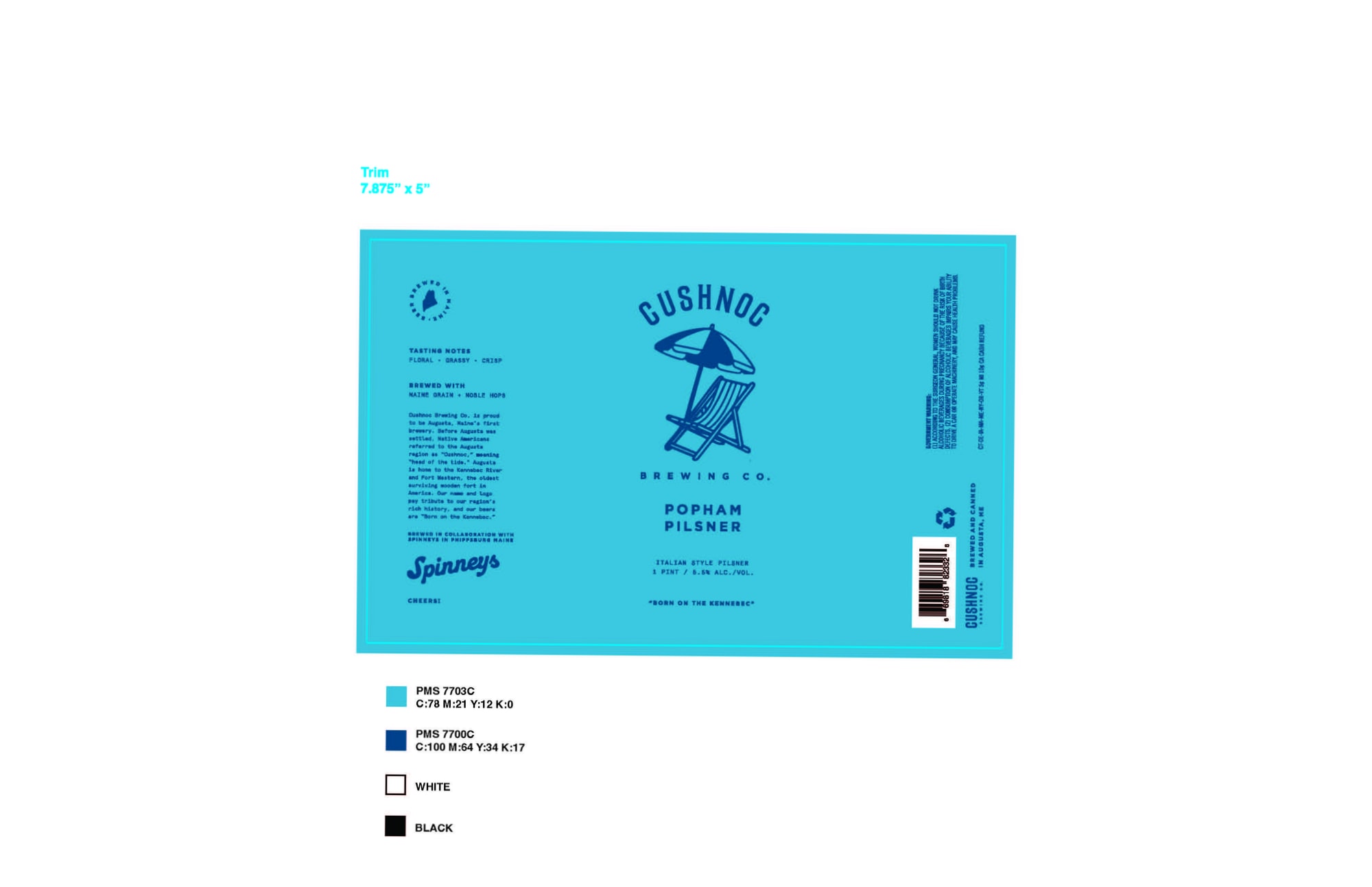 Popham Pilsner by Cushnoc Brewing Co. - beer label