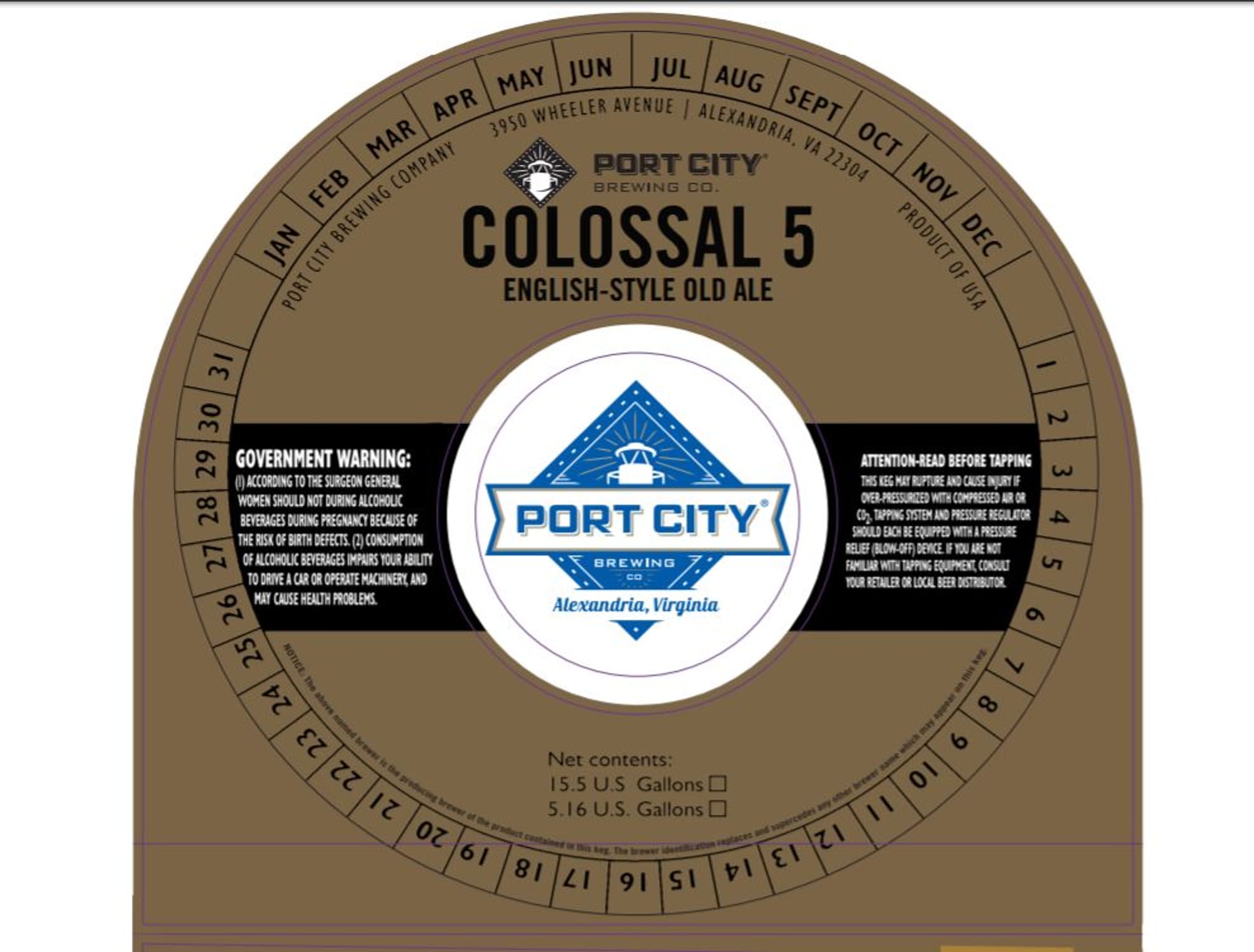 Colossal 5 by Port City Brewing Company - beer label