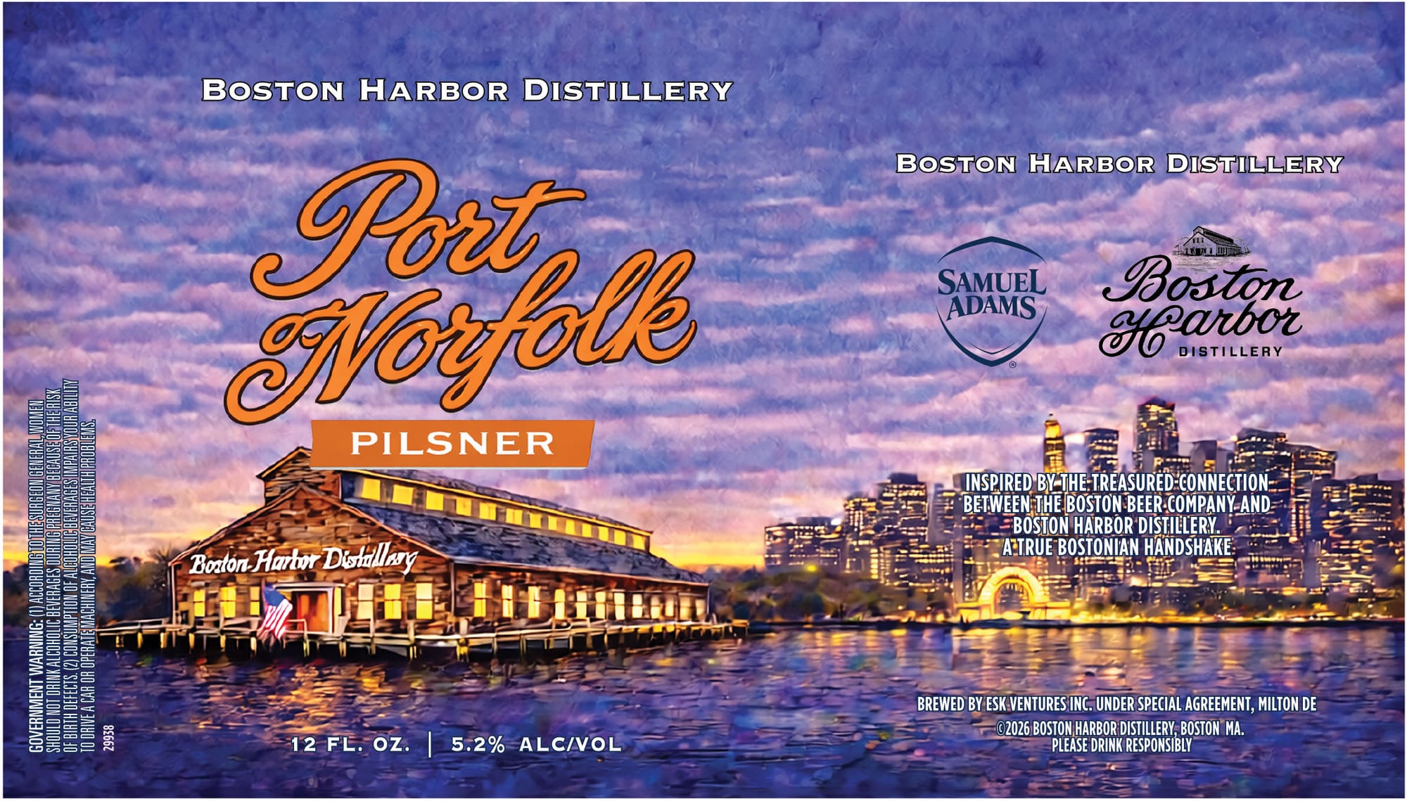 Port Norfolk Pilsner by Boston Harbor Distillery - beer label