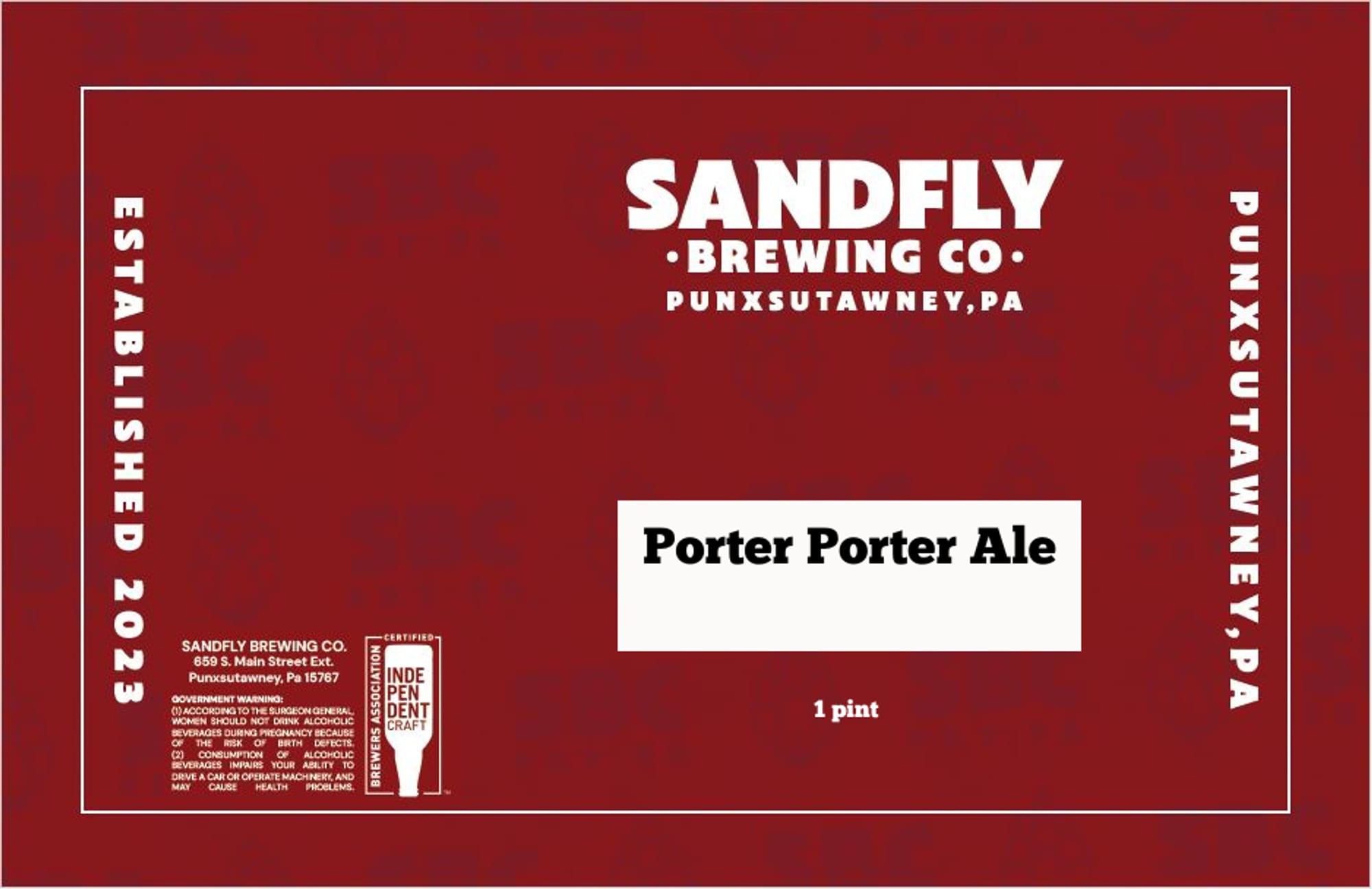 Porter Porter Ale by Sandfly Brewing Co. - beer label