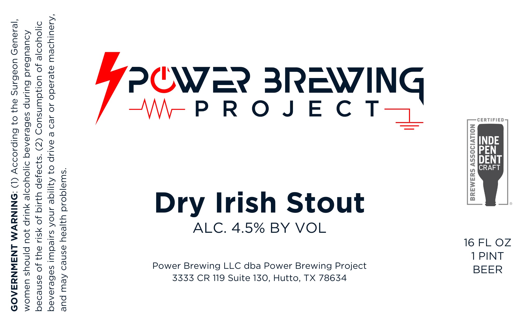 Dry Irish Stout by Power Brewing Project - beer label