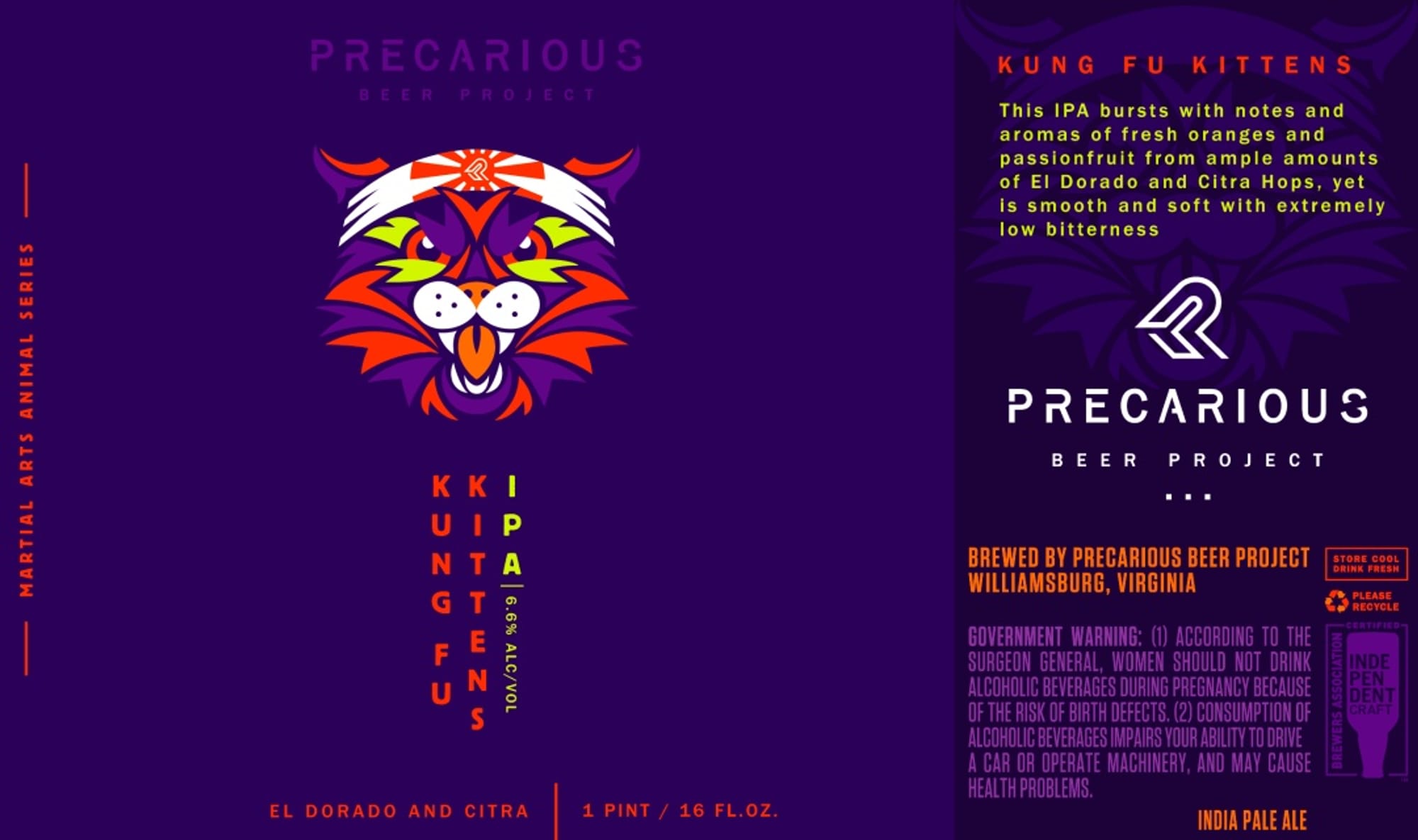 Kung Fu Kittens by Precarious Beer Project - beer label