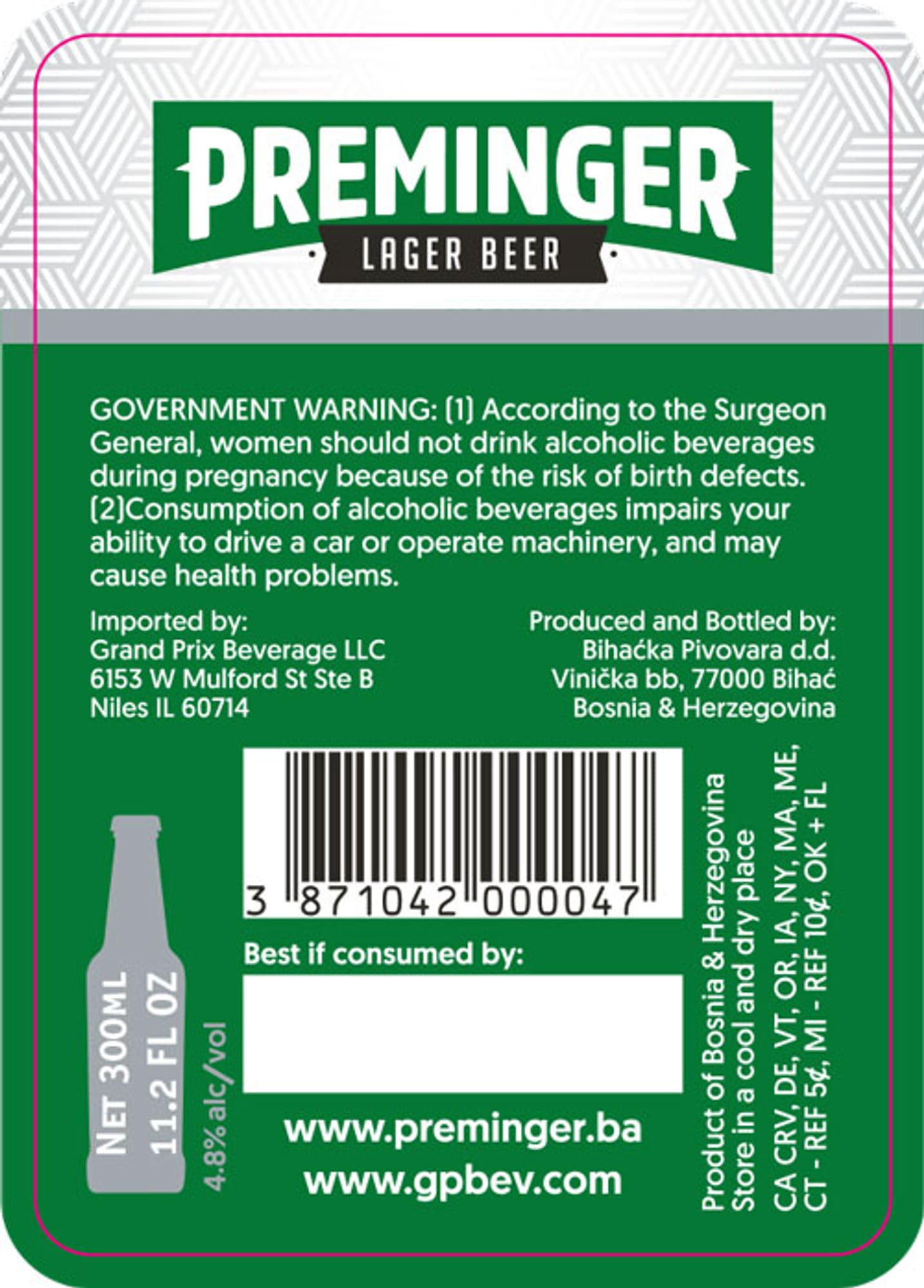 Lager Beer by Preminger - beer label