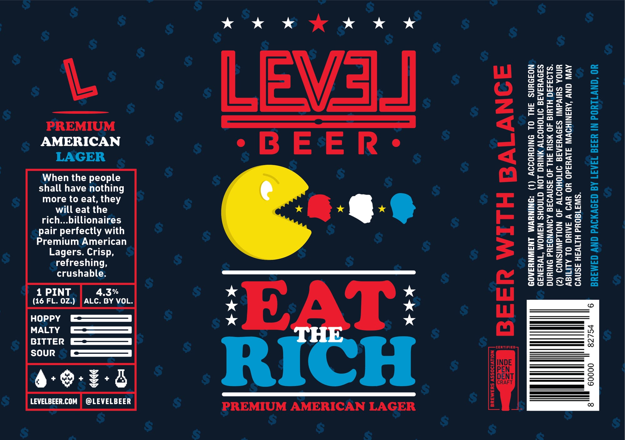 Premium American Lager by Level Beer - beer label