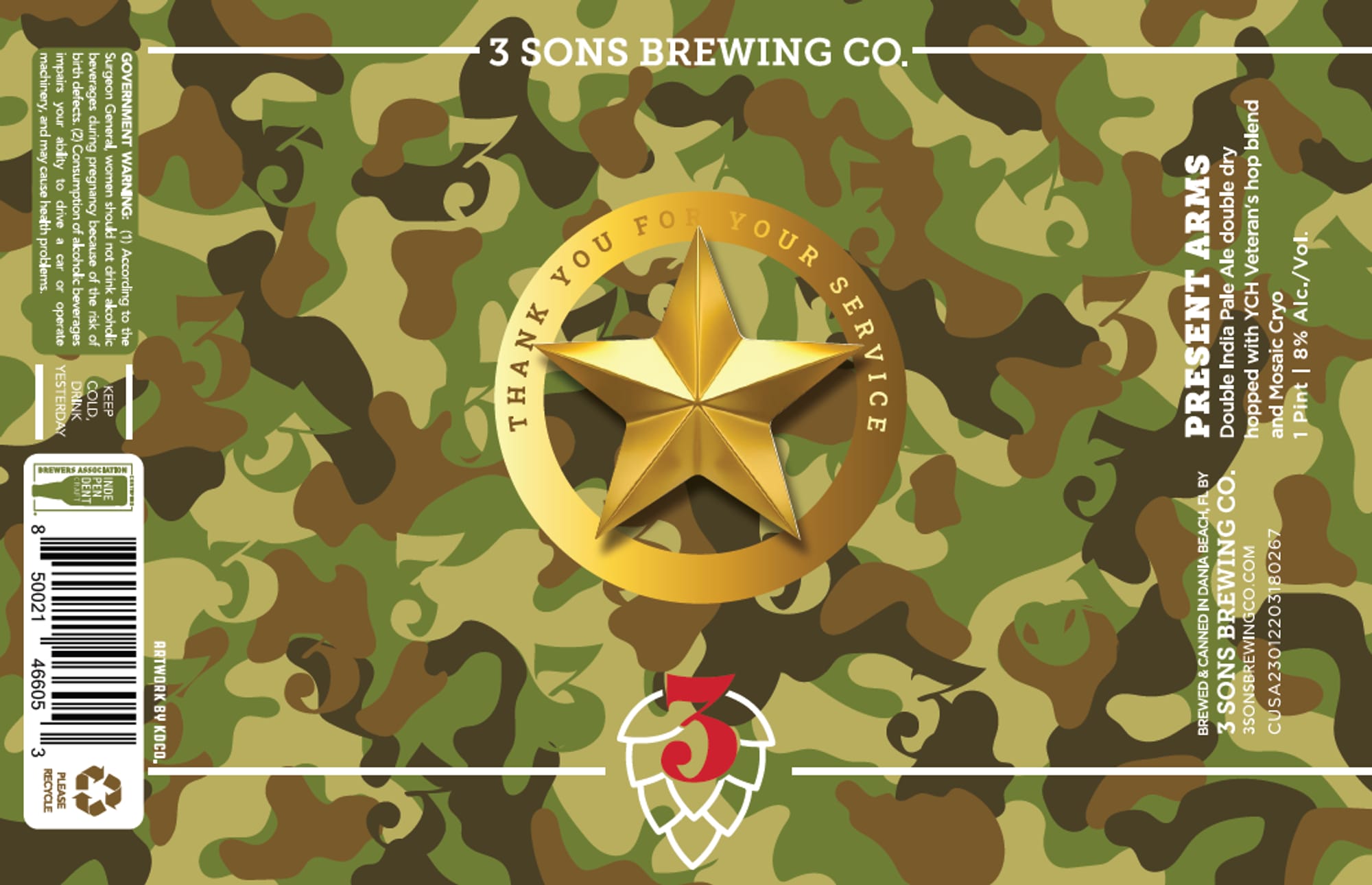 Present Arms by 3 Sons Brewing Co. - beer label