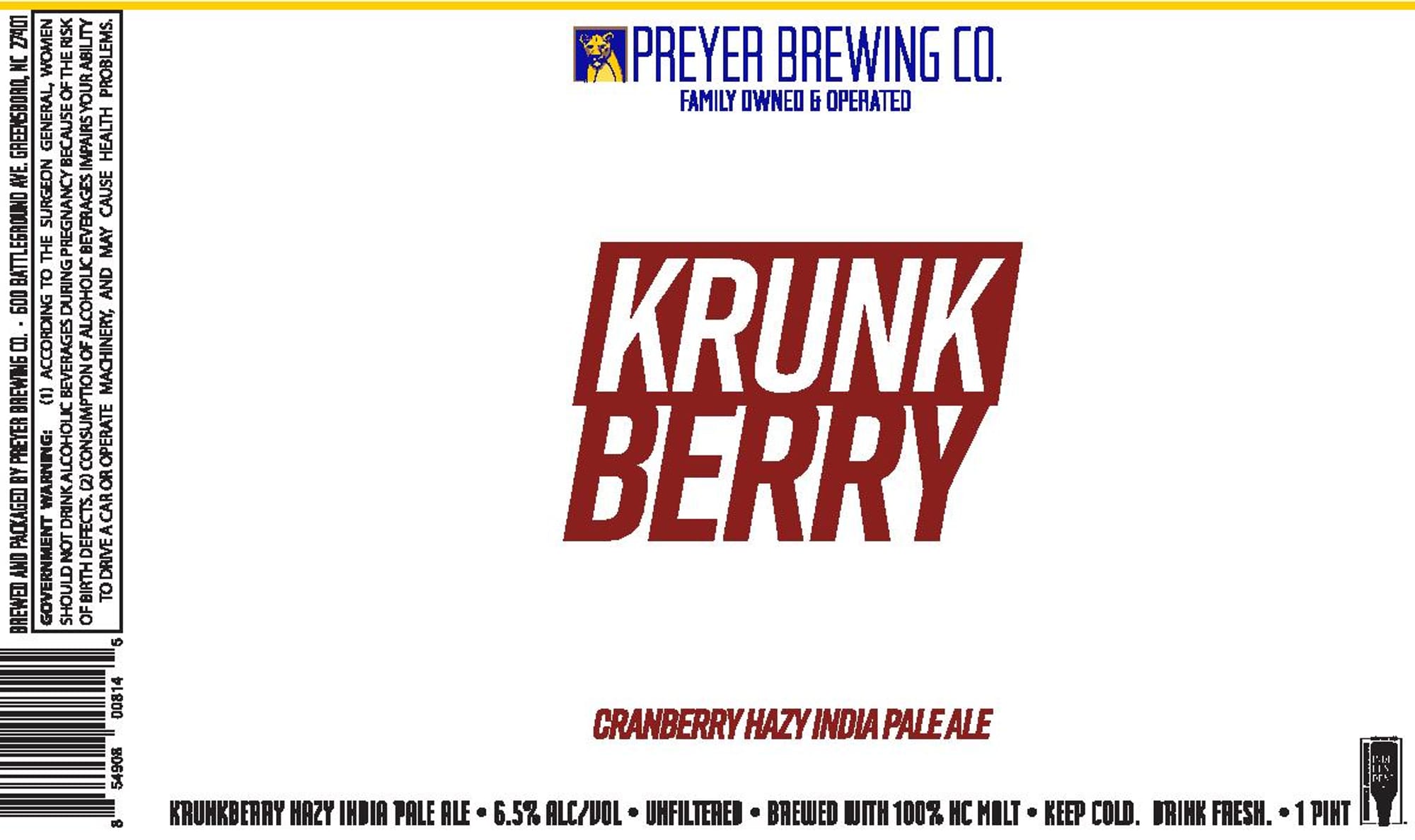 Krunk Berry by Preyer Brewing Co. - beer label