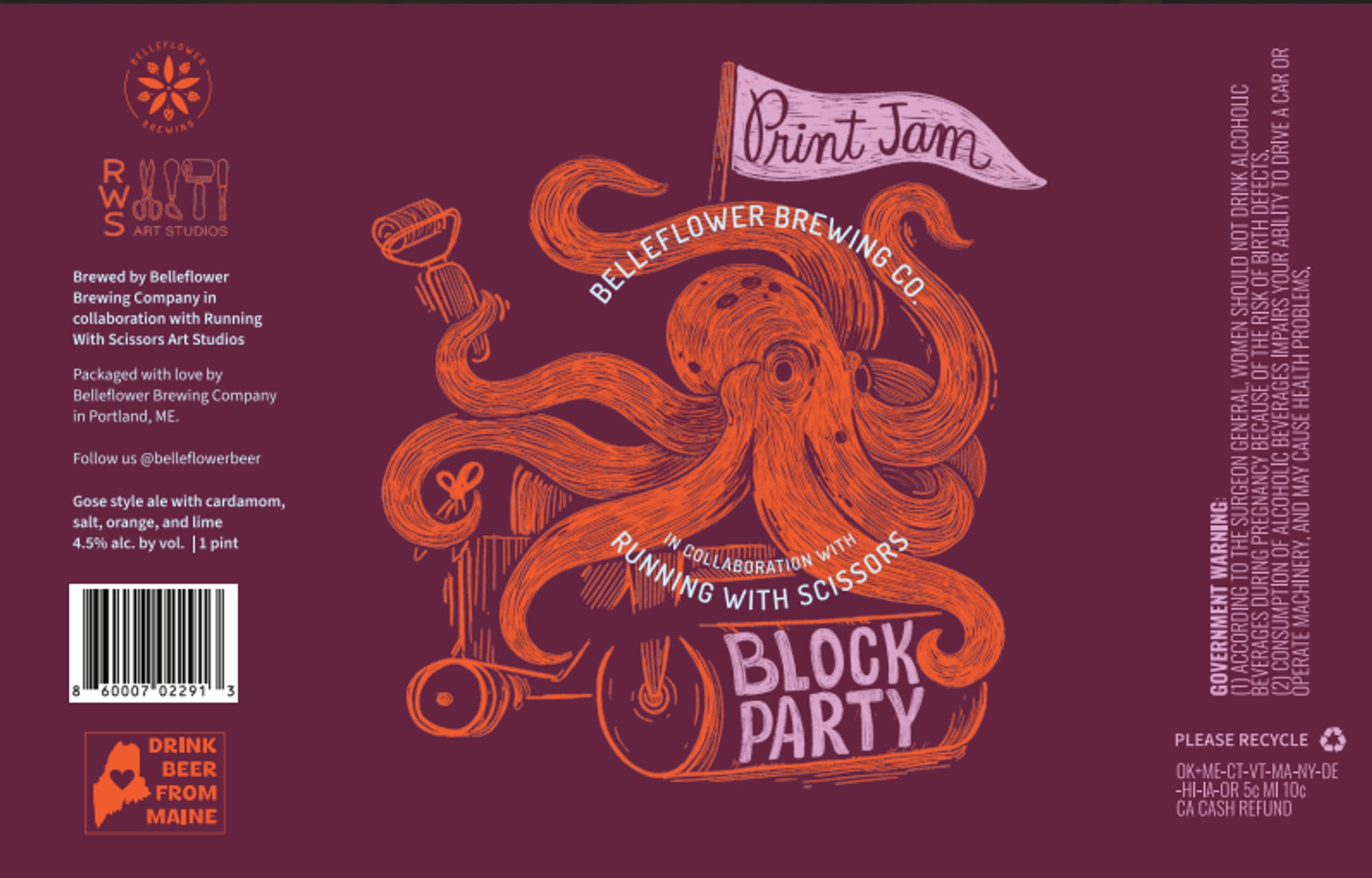 Print Jam by Belleflower Brewing Co. - beer label