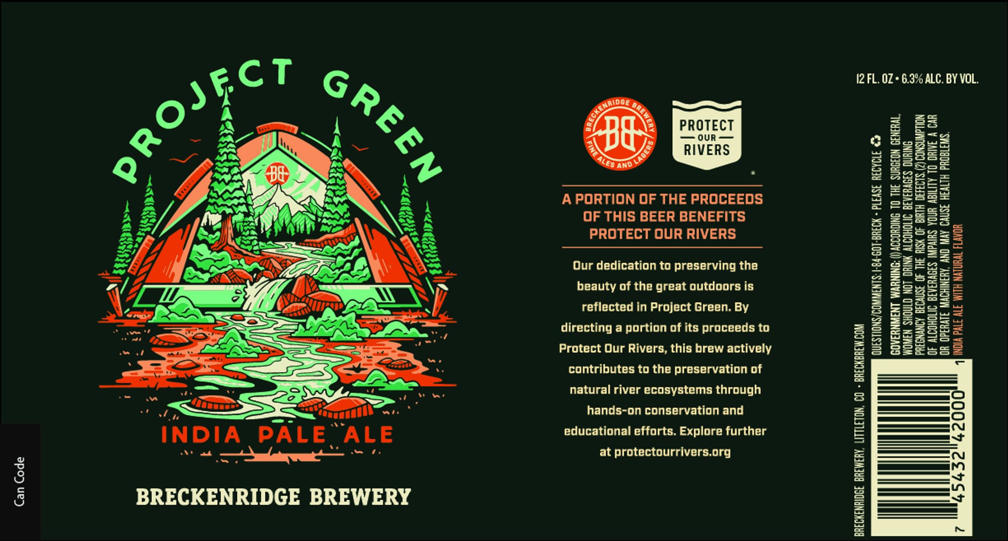 Project Green by Breckenridge Brewery - beer label