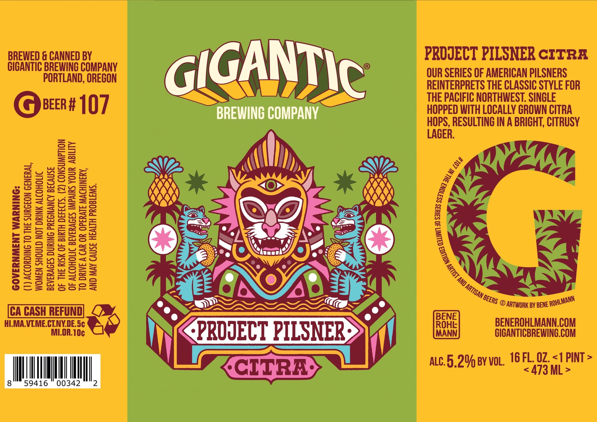 Project Pilsner Citra by Gigantic Brewing Company - beer label