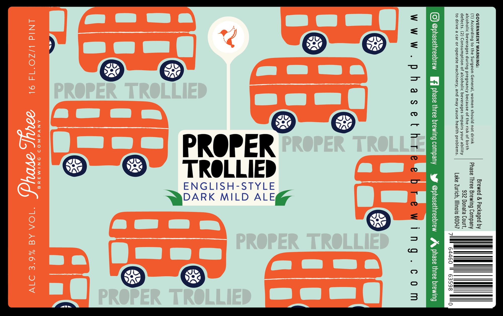 Proper Trollied by Phase Three Brewing Company - beer label