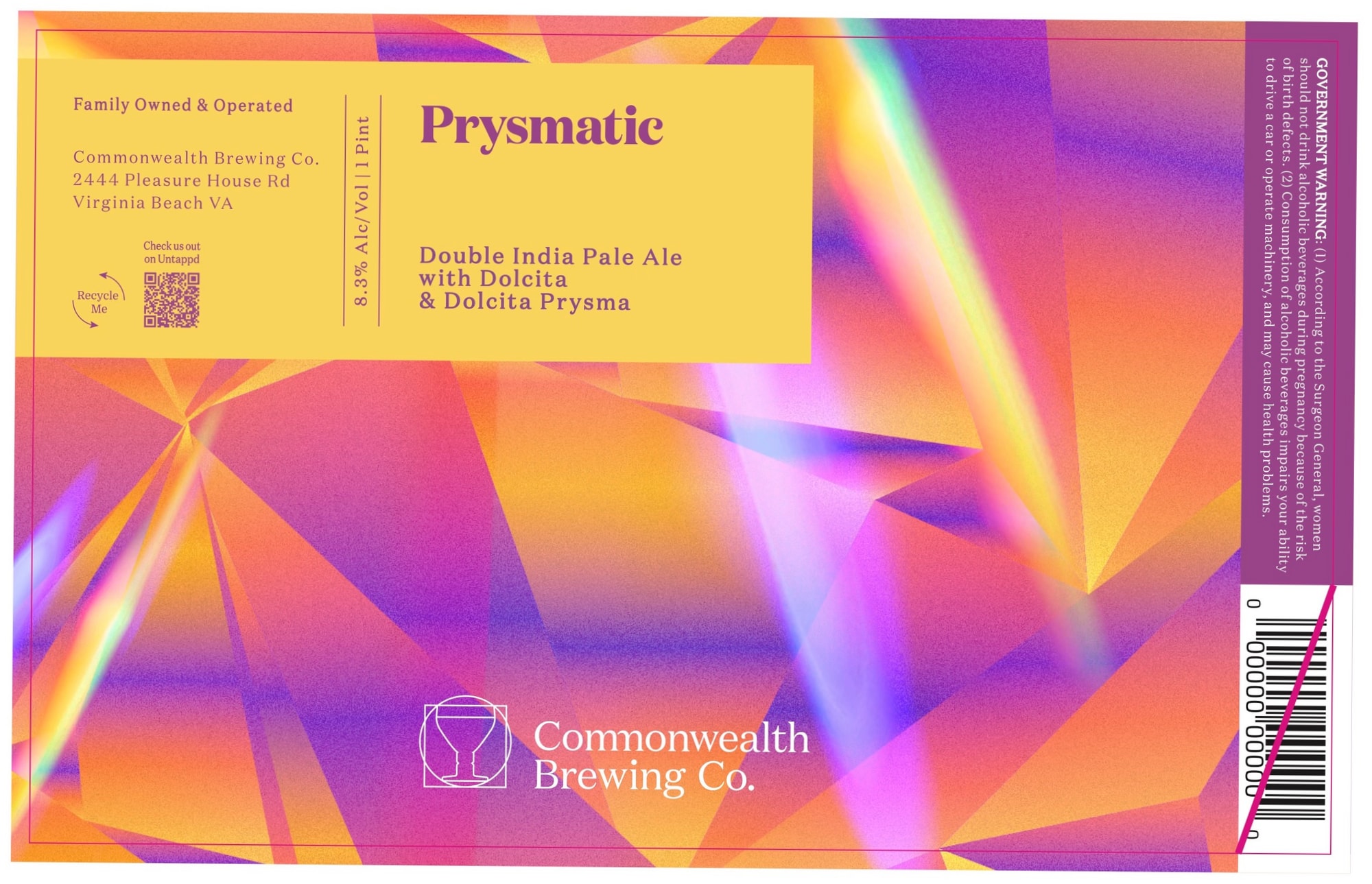 Prysmatic by Commonwealth Brewing Co. - beer label