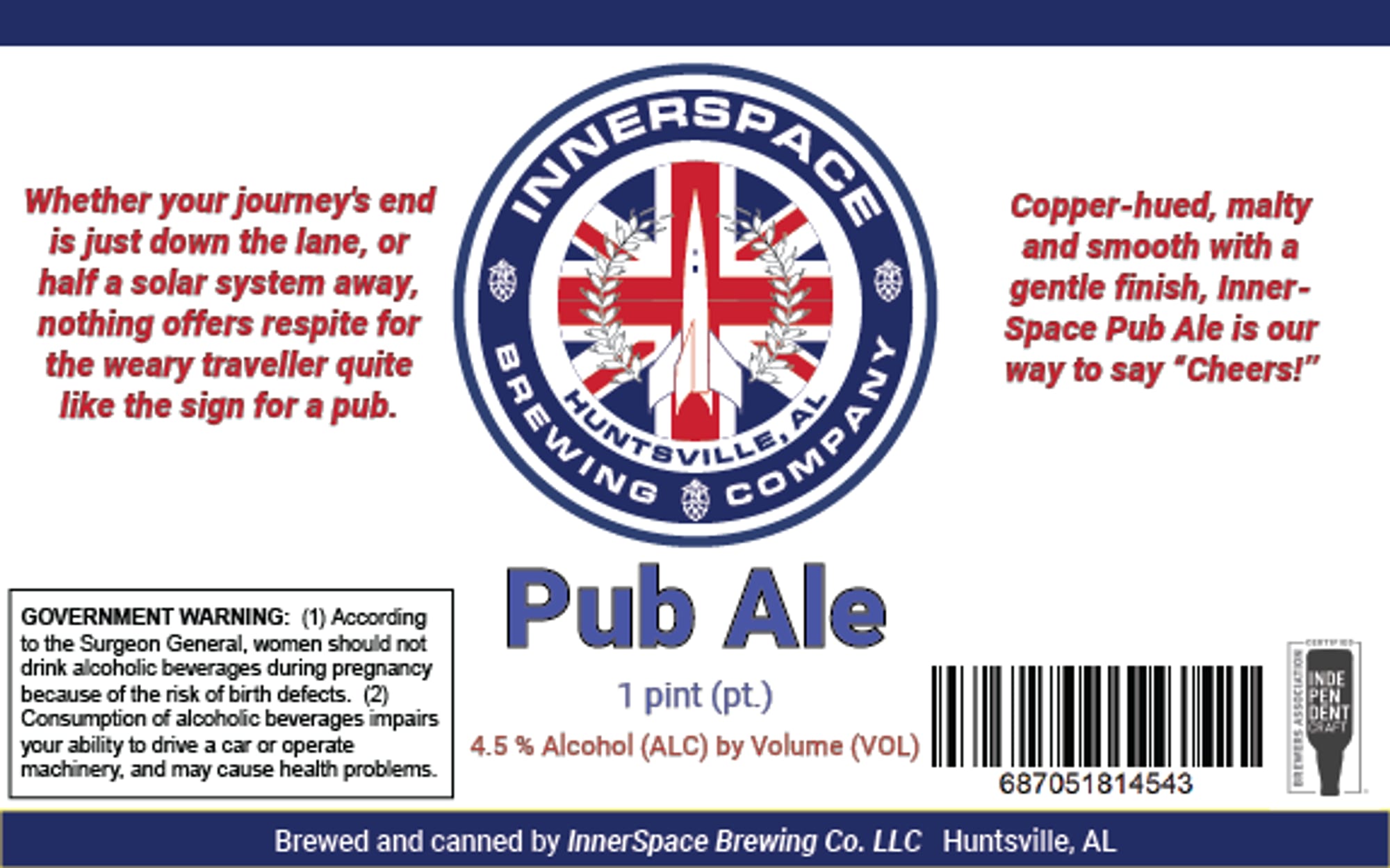 Pub Ale by InnerSpace Brewing Co. - beer label