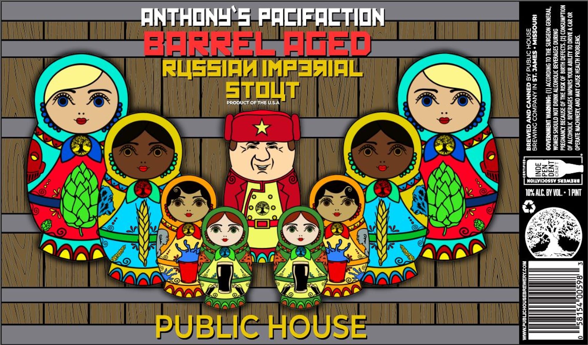 Anthony’s Pacification Barrel Aged Russian Imperial Stout by Public House Brewing Company - beer label