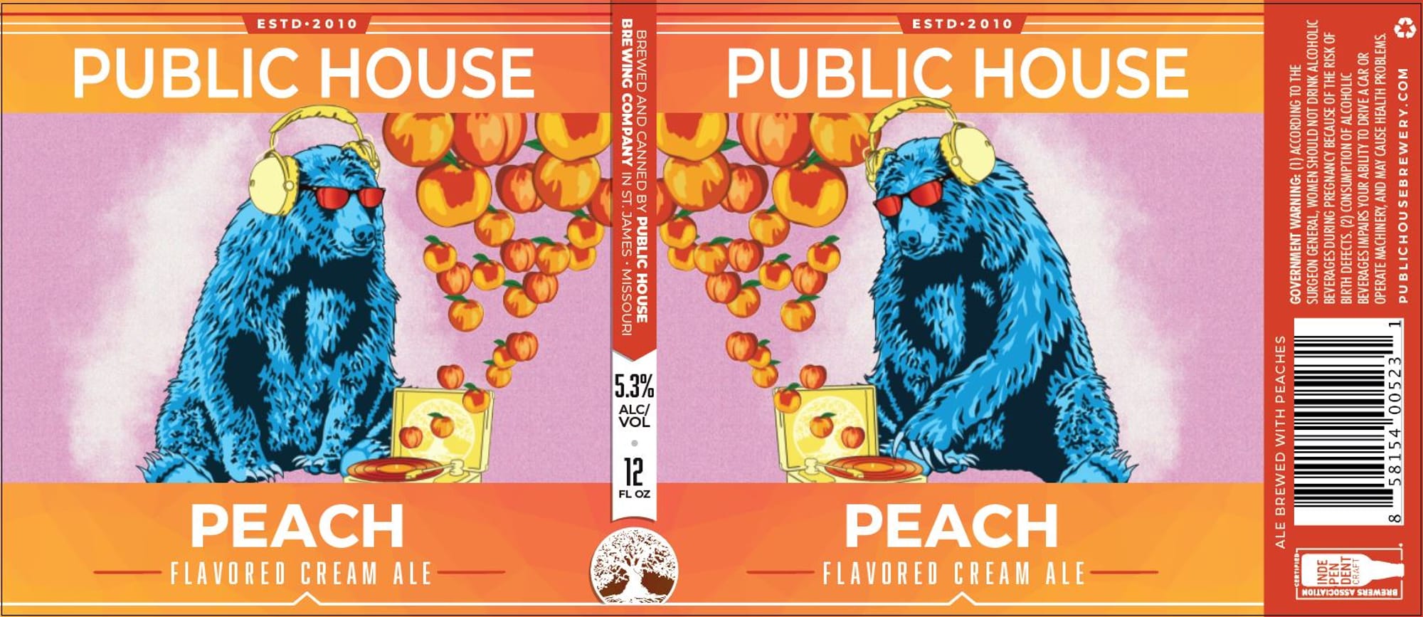 Peach Flavored Cream Ale by Public House - beer label