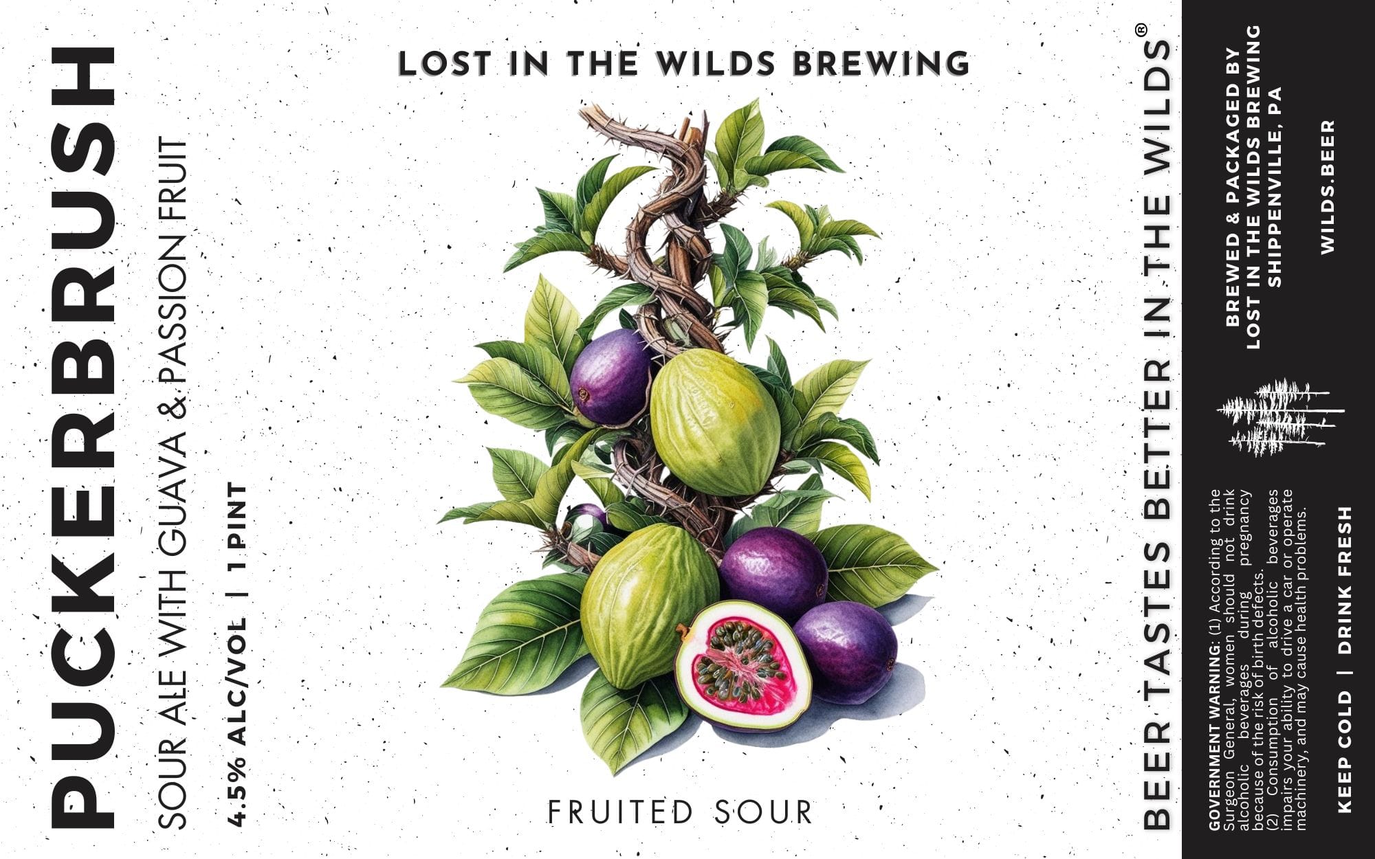 Puckerbrush by Lost in the Wilds Brewing - beer label