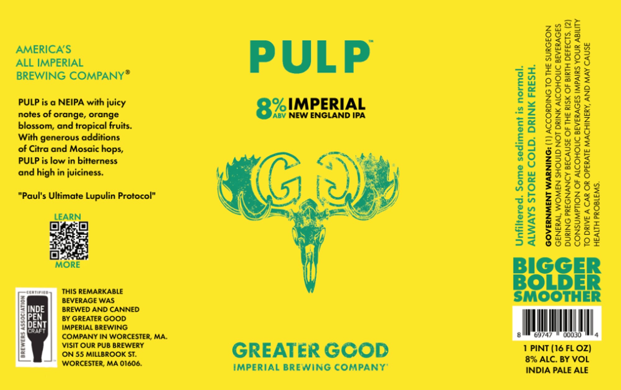 Pulp by Greater Good Imperial Brewing Company - beer label