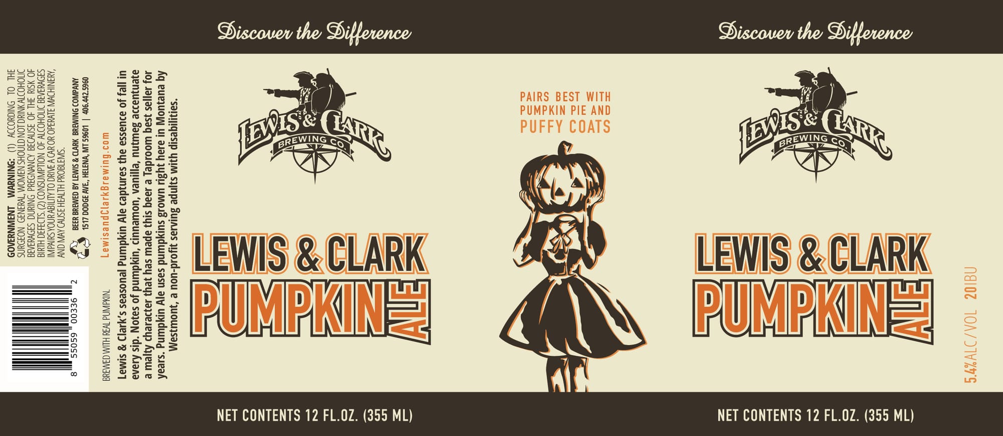 Pumpkin Ale by Lewis & Clark Brewing Co. - beer label