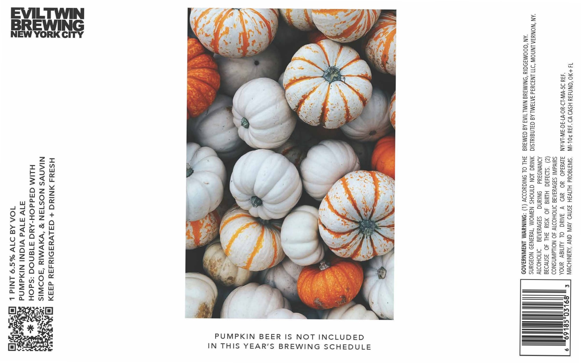 Pumpkin Beer Is Not Included by Evil Twin Brewing - beer label