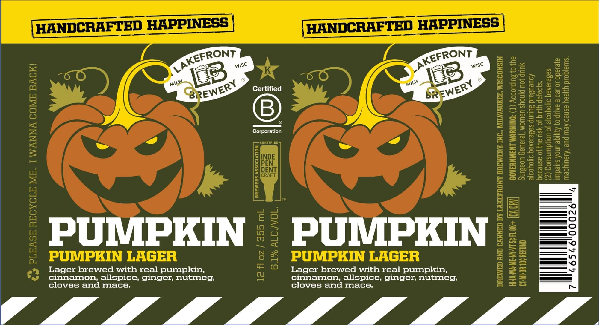 Pumpkin Lager by Lakefront Brewery - beer label