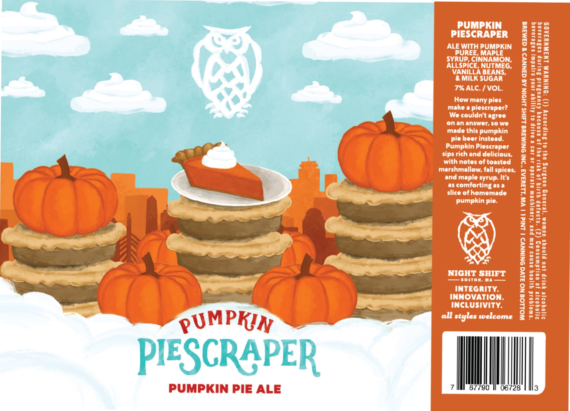 Pumpkin Piescraper by Night Shift Brewing - beer label