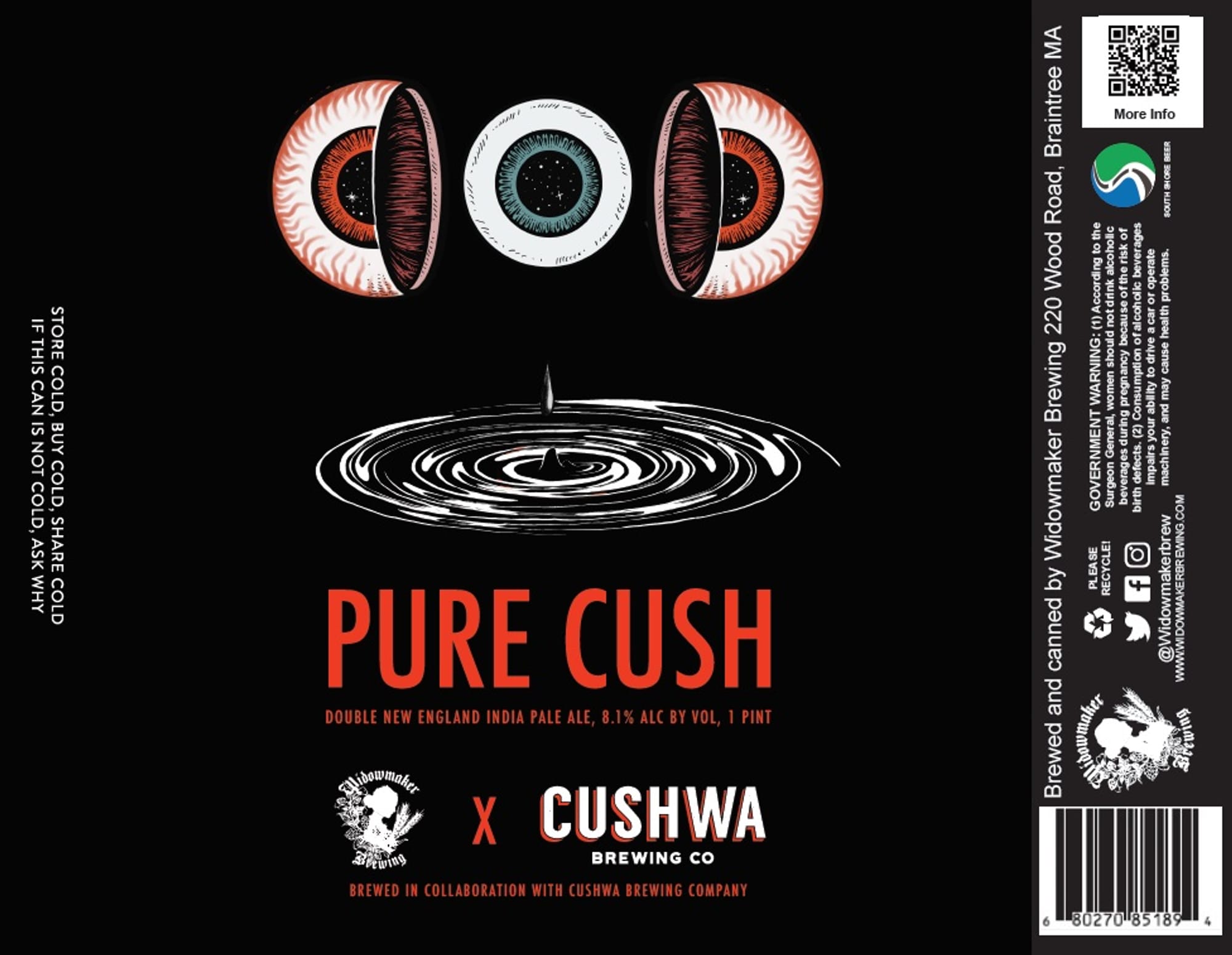 Pure Cush by Widowmaker Brewing - beer label