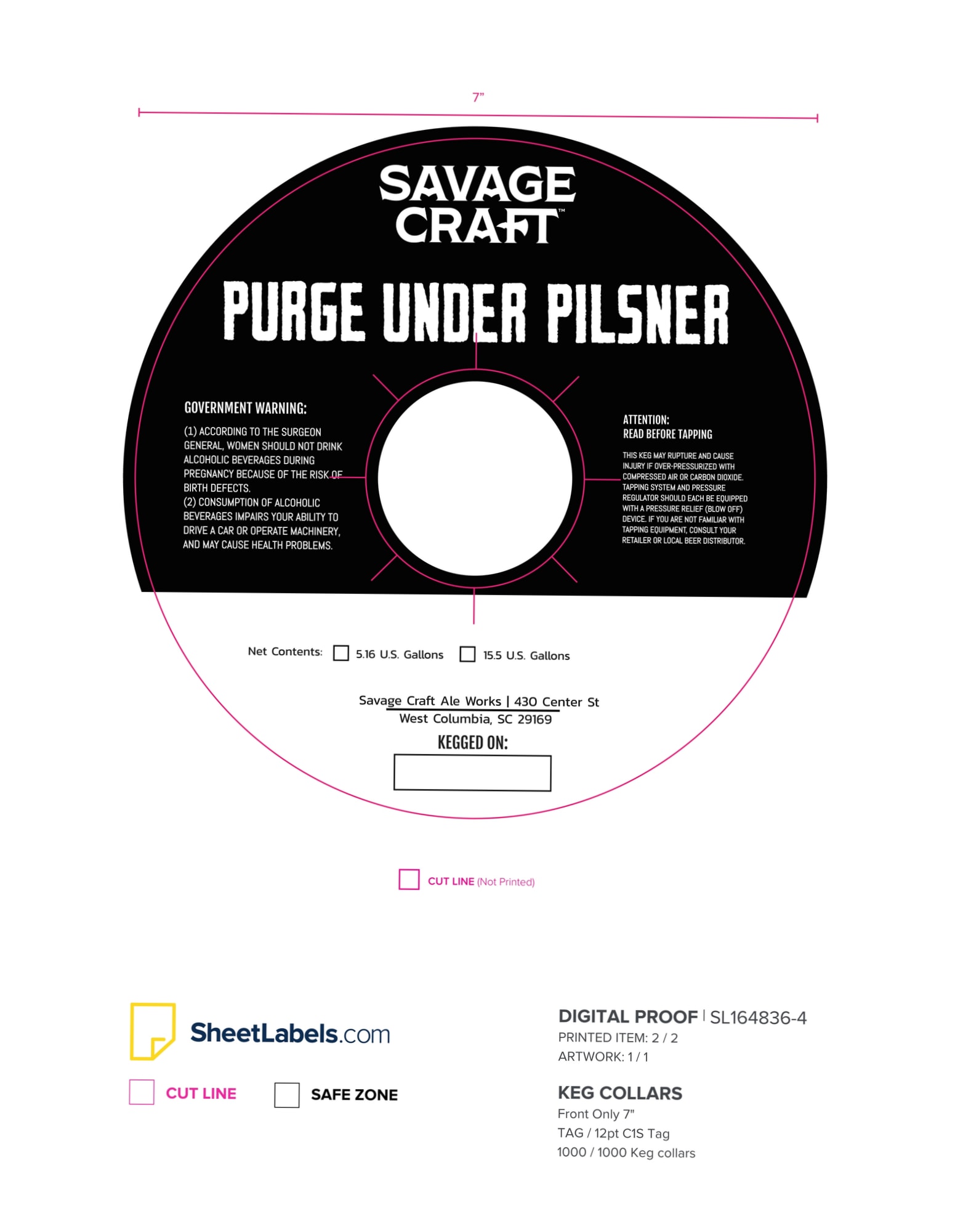 Purge Under Pilsner by Savage Craft Ale Works - beer label