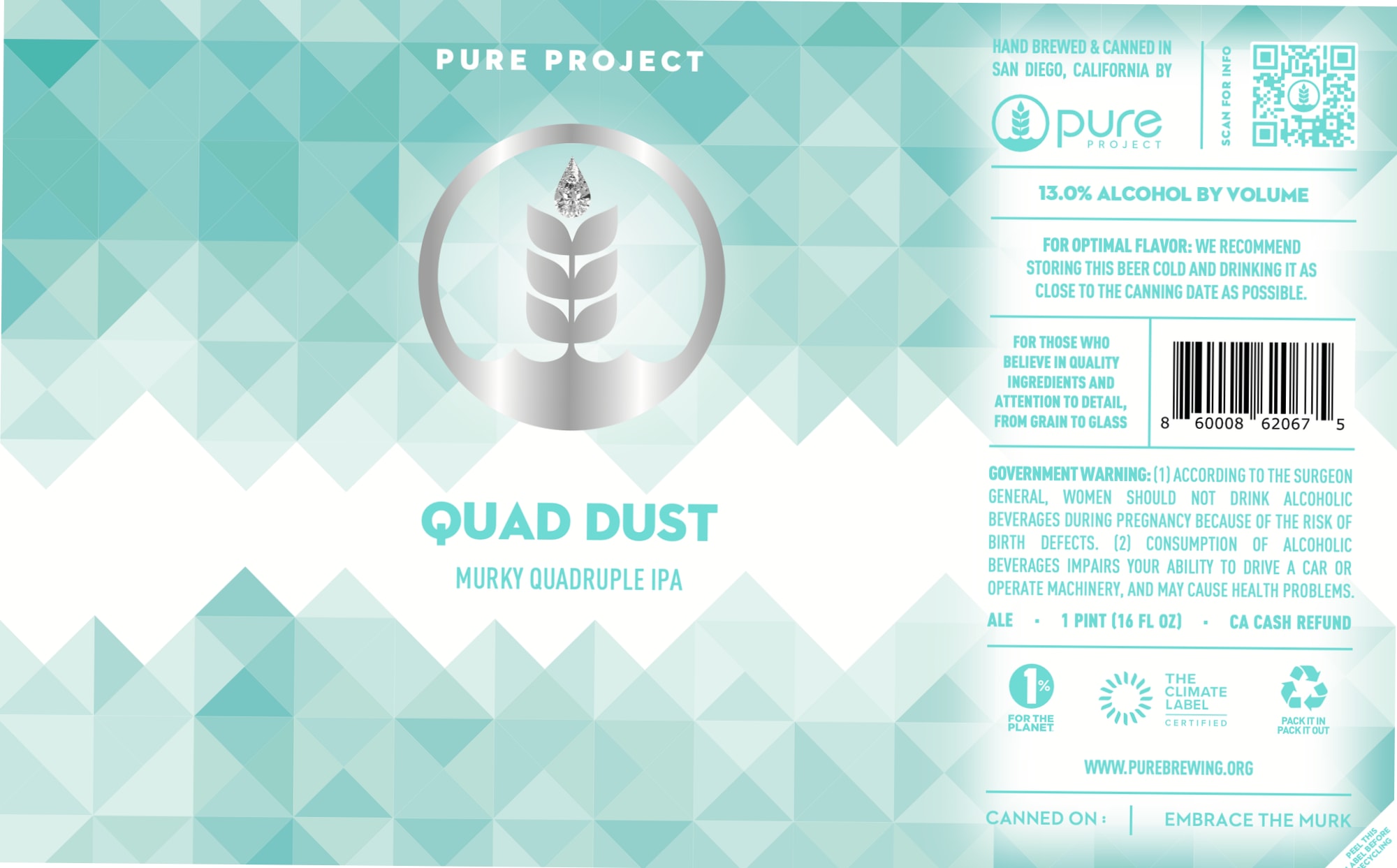 Quad Dust by Pure Project - beer label