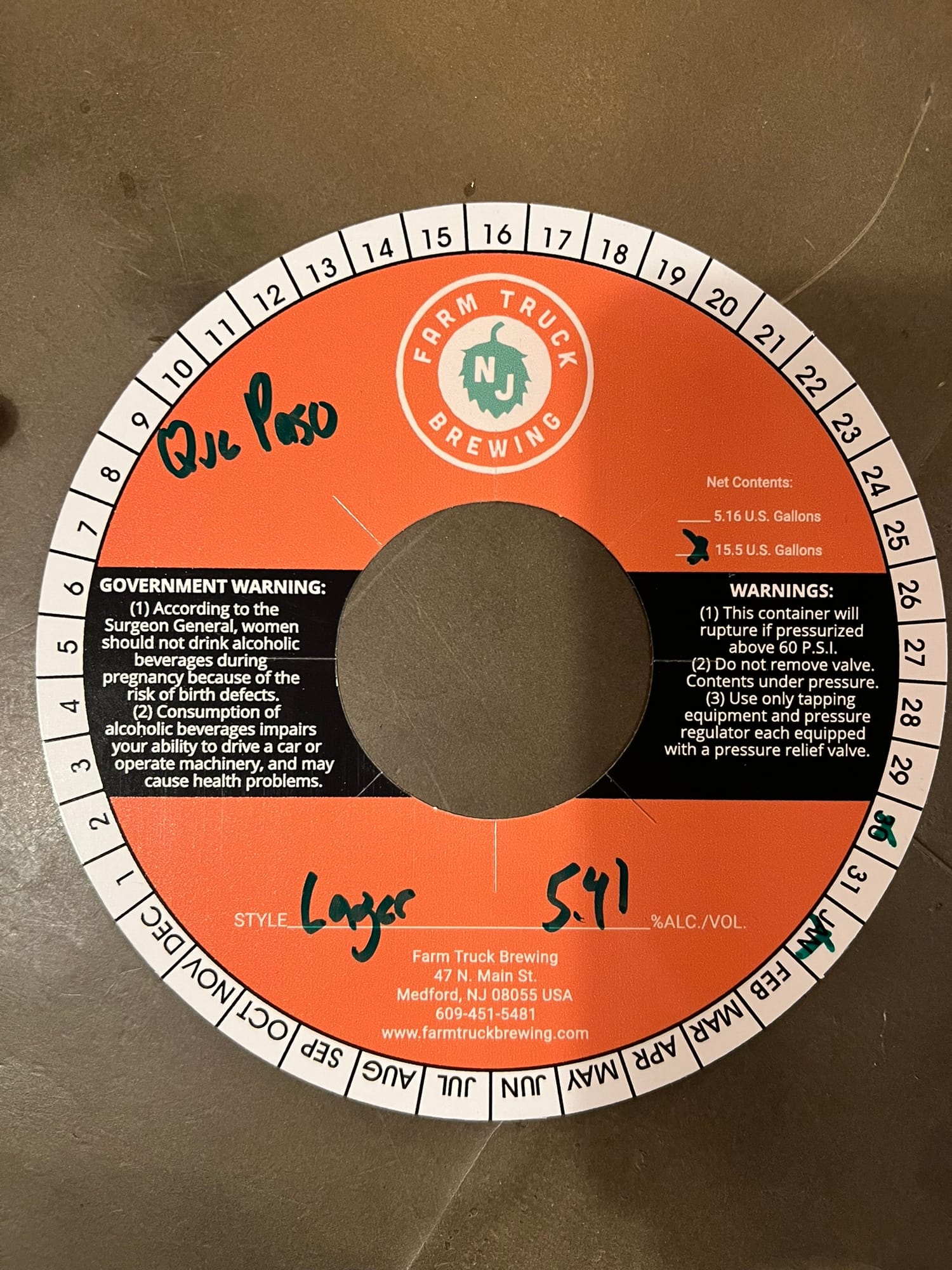 Que Paso by Farm Truck Brewing - beer label