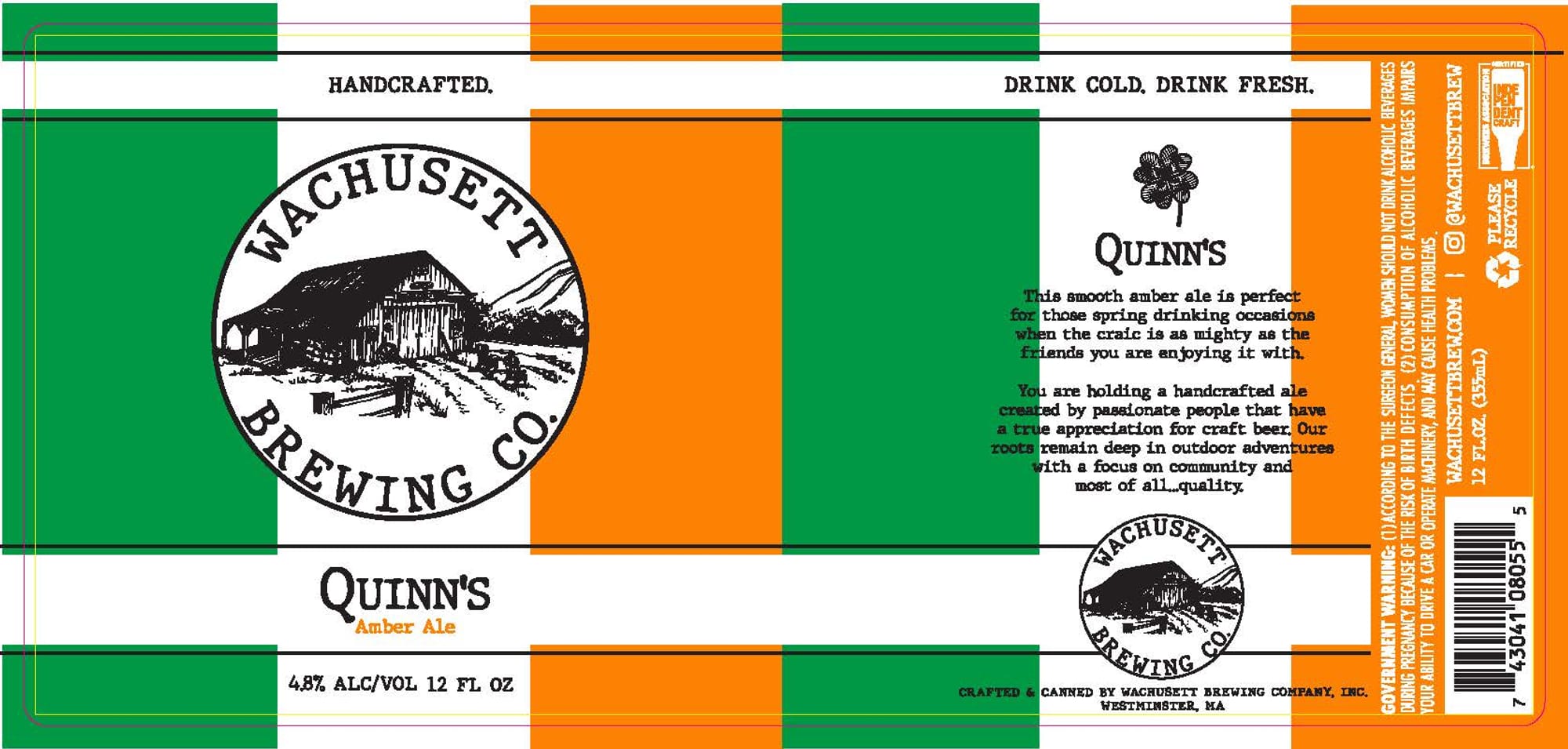 Quinn’s Amber Ale by Wachusett Brewing Co. - beer label