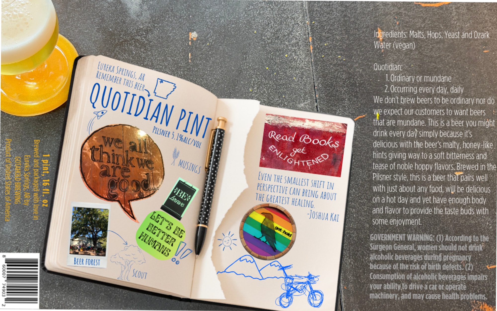 Quotidian Pint by Eureka Springs Brewing - beer label