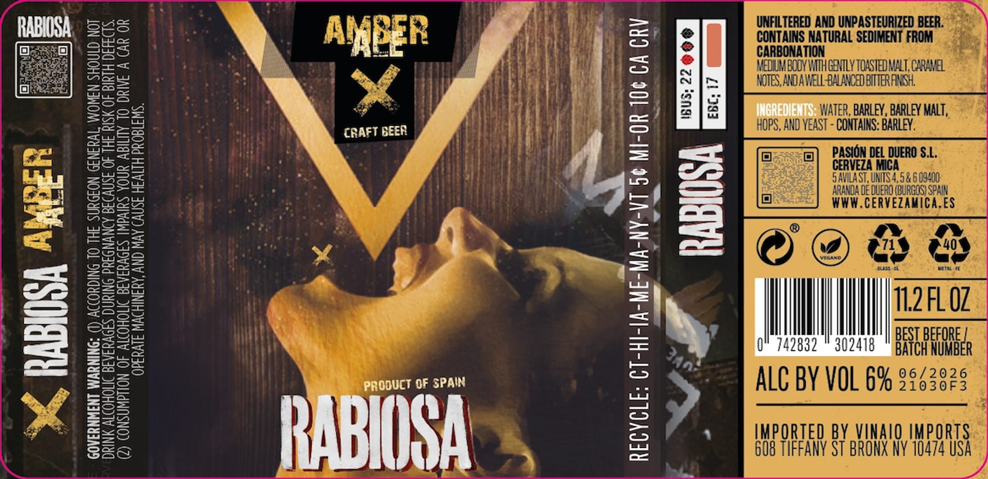 Rabiosa Amber by Cervecaria Rabiosa S.L. - beer label