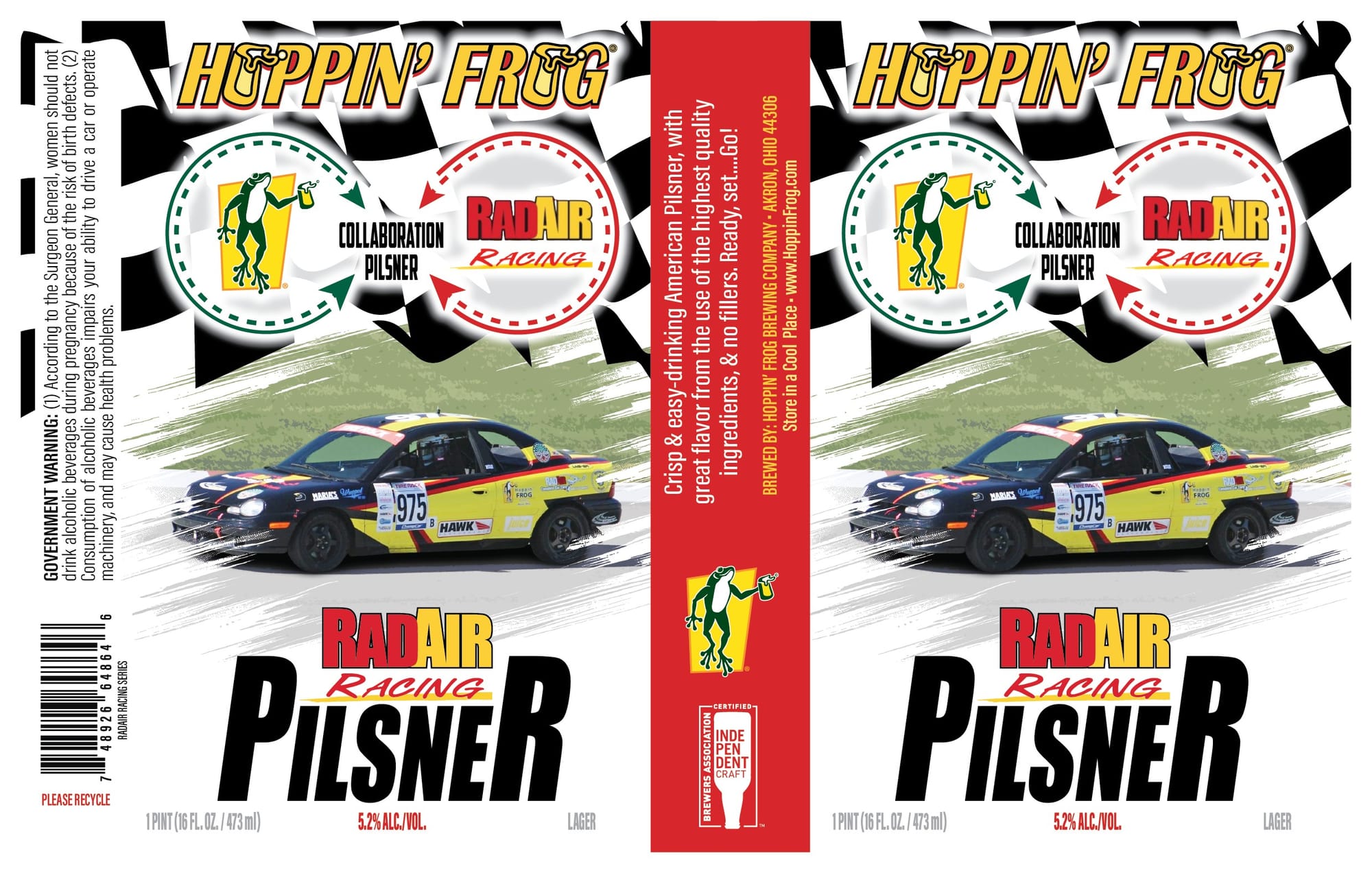 Radar Racing Pilsner by Hoppin’ Frog Brewing Company - beer label