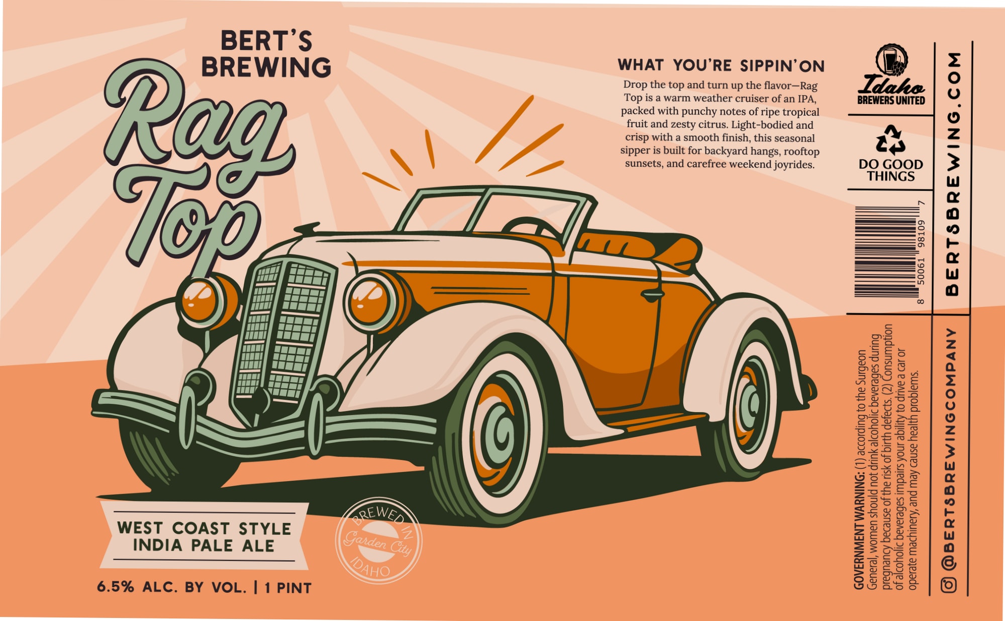 Rag Top by Bert's Brewing Company - beer label