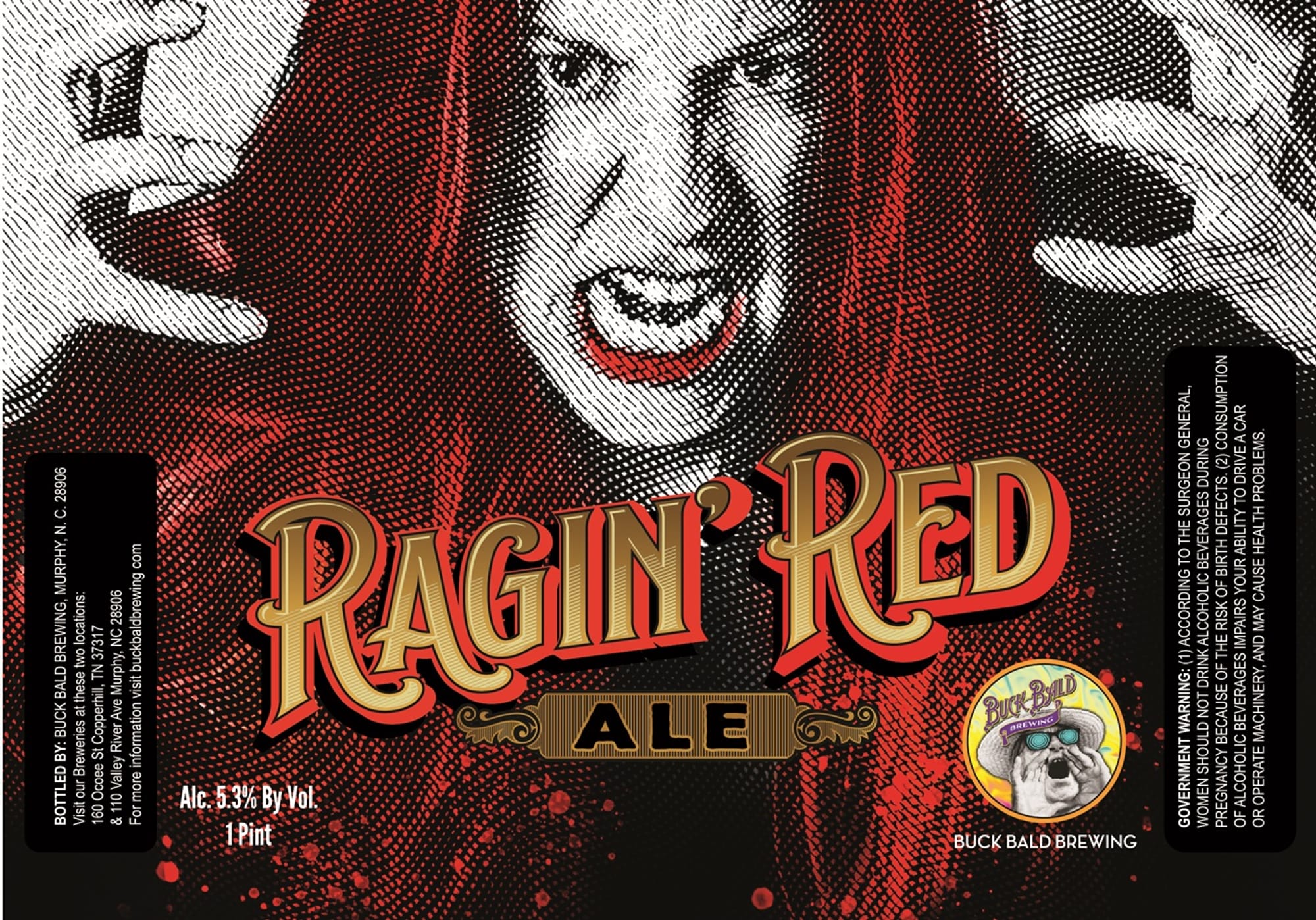 Ragin’ Red Ale by Buck Bald Brewing - beer label