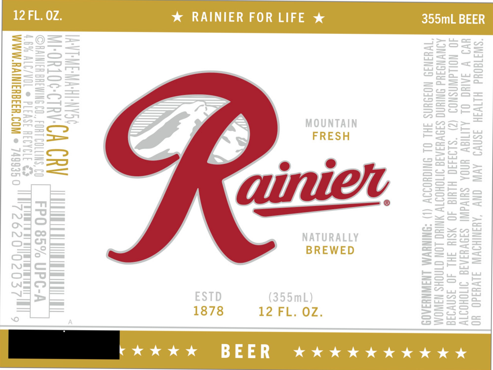 Rainier by Rainier Brewing Co. - beer label