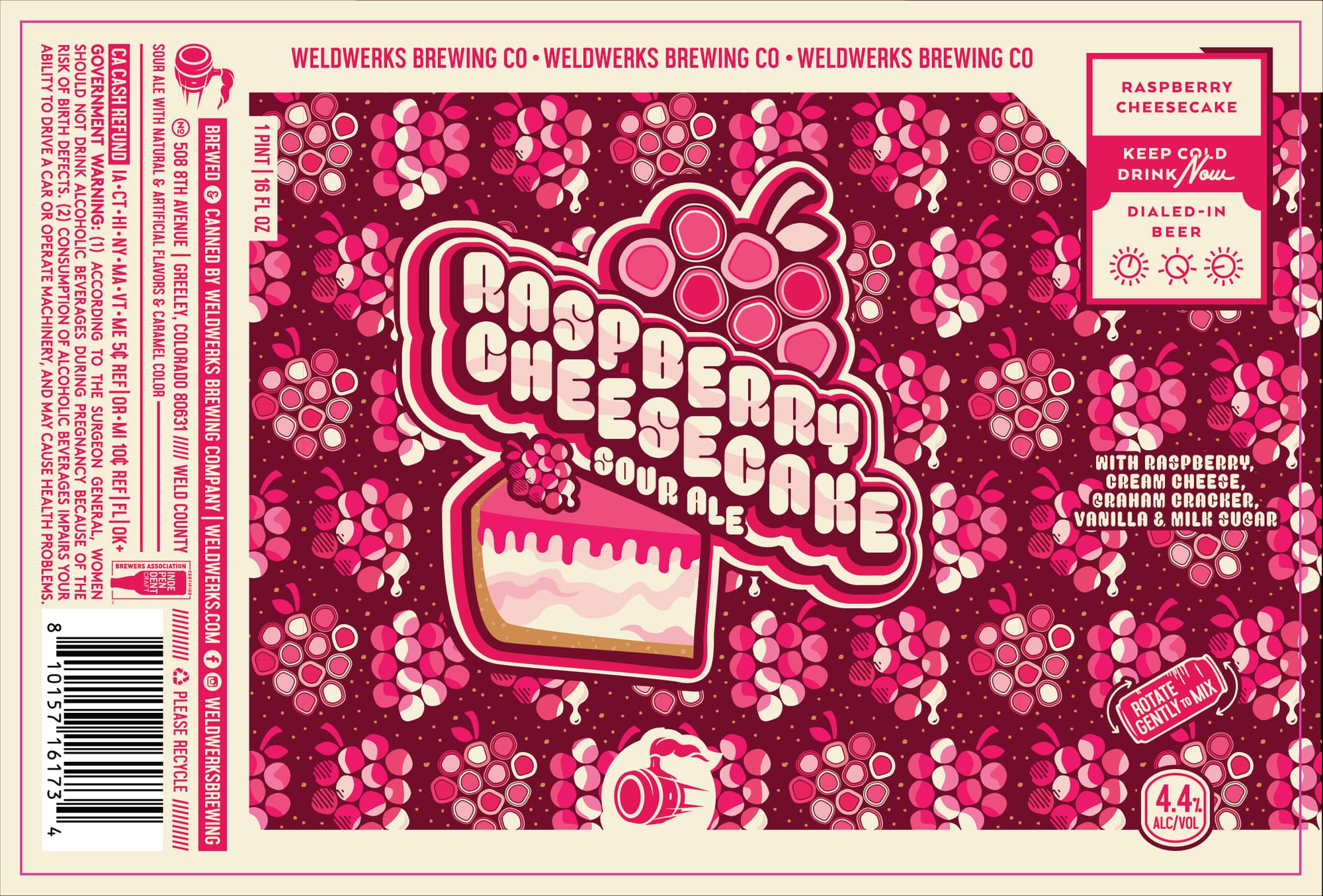 Raspberry Cheesecake Sour Ale by WeldWerks Brewing Co. - beer label