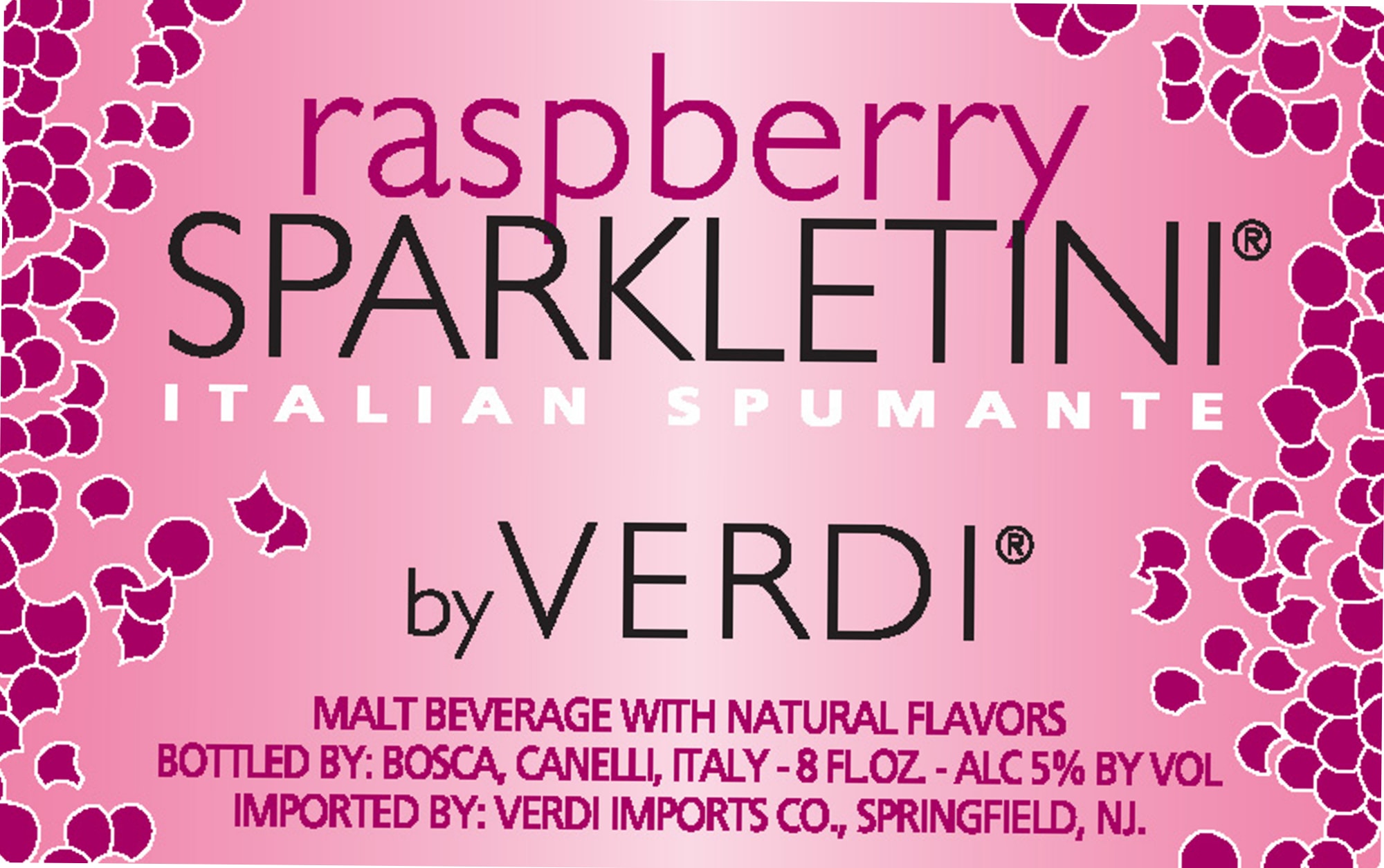 Raspberry Sparkletini by Verdi - beer label