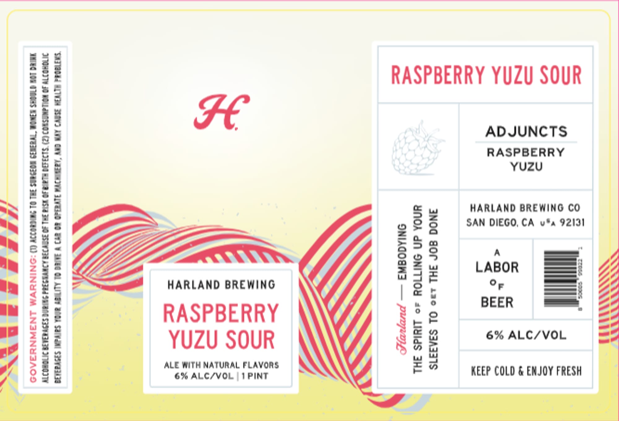 Raspberry Yuzu Sour by Harland Brewing Co. - beer label