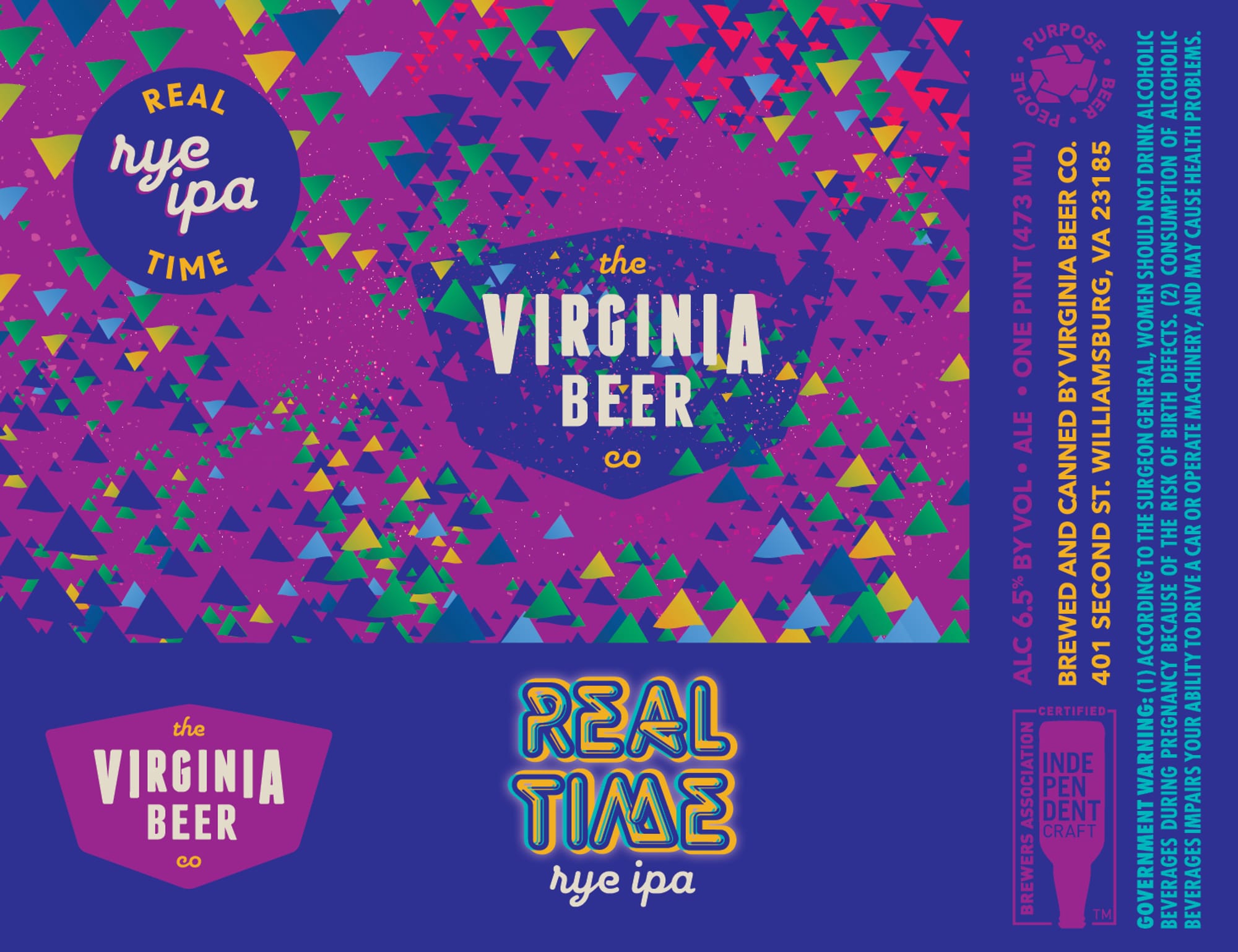 Real Time Rye IPA by The Virginia Beer Co. - beer label