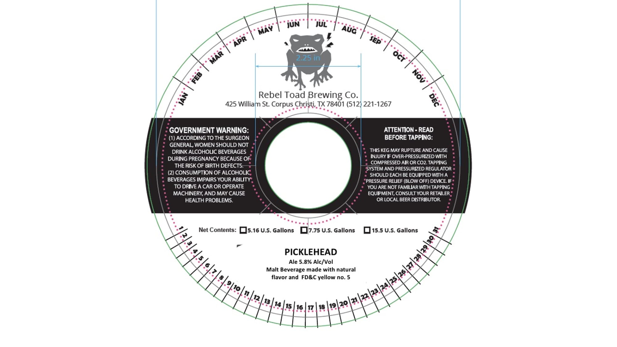 Picklehead by Rebel Toad Brewing Co. - beer label
