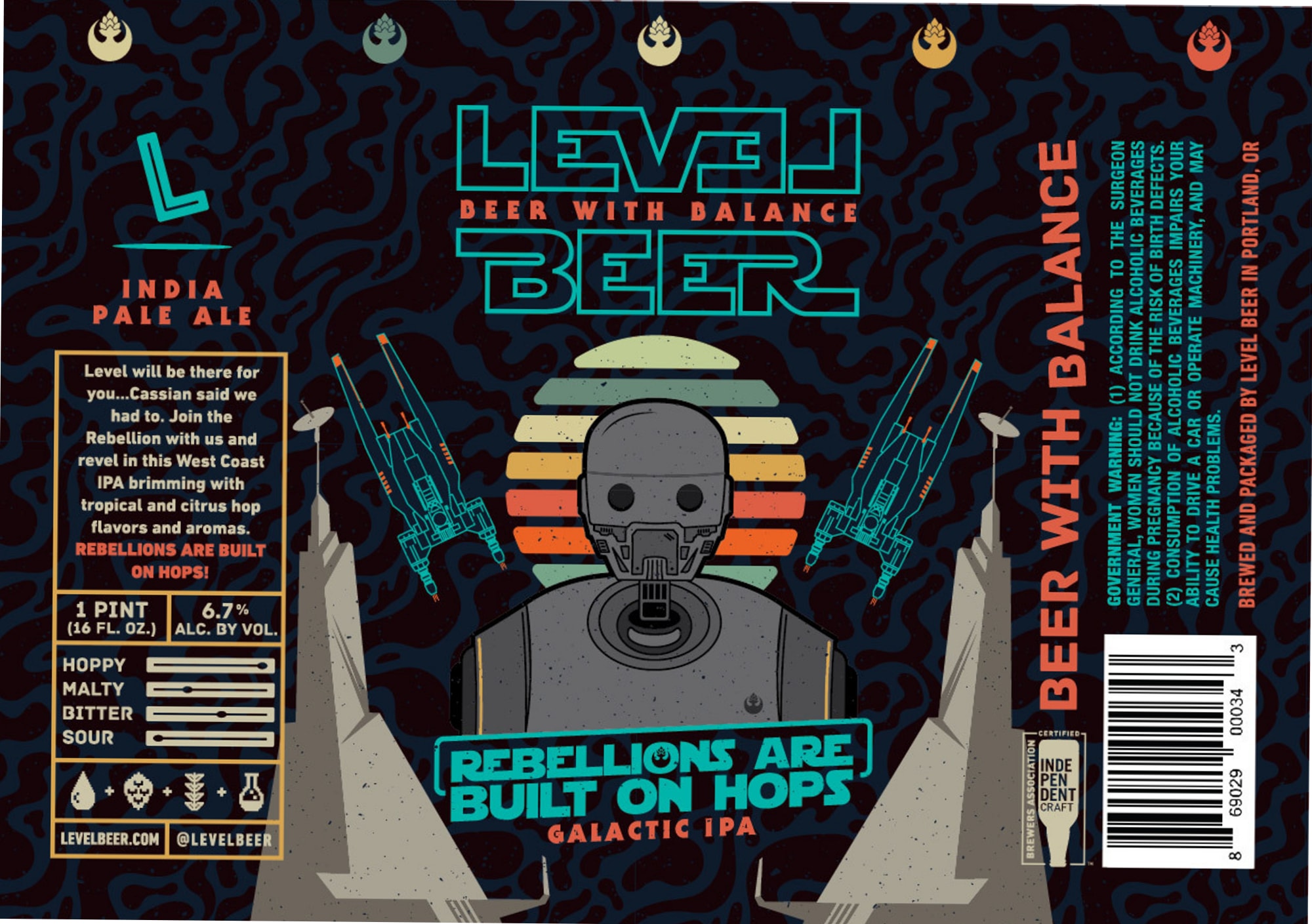 Rebellion Galactic IPA by Level Beer - beer label