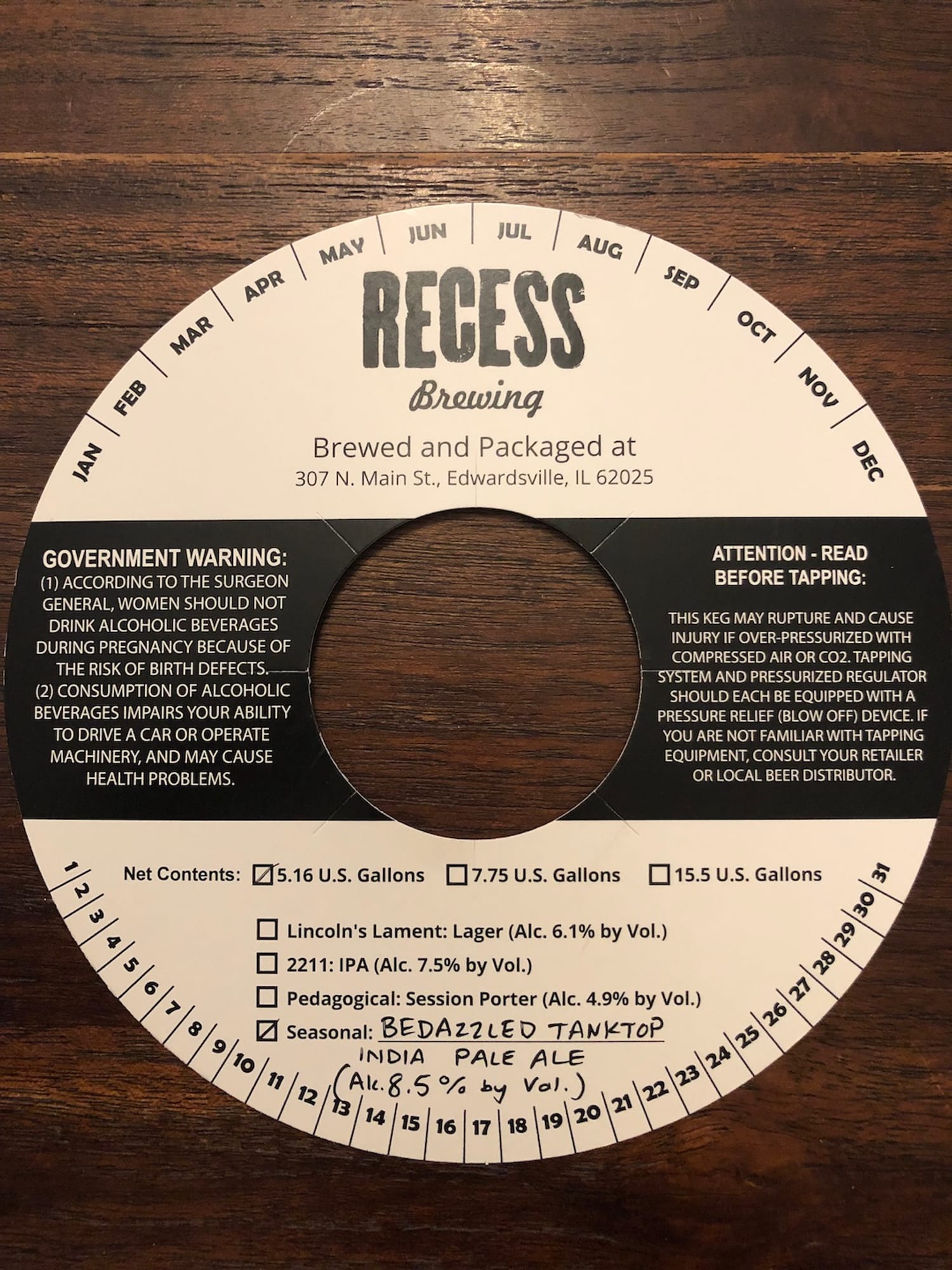 Bedazzled Tanktop by Recess Brewing - beer label