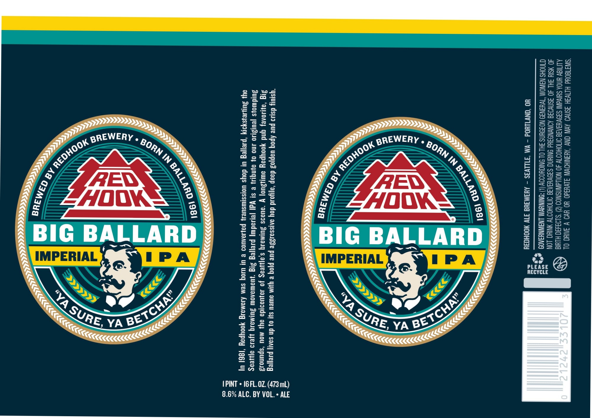 Big Ballard Imperial IPA by Red Hook Brewery - beer label