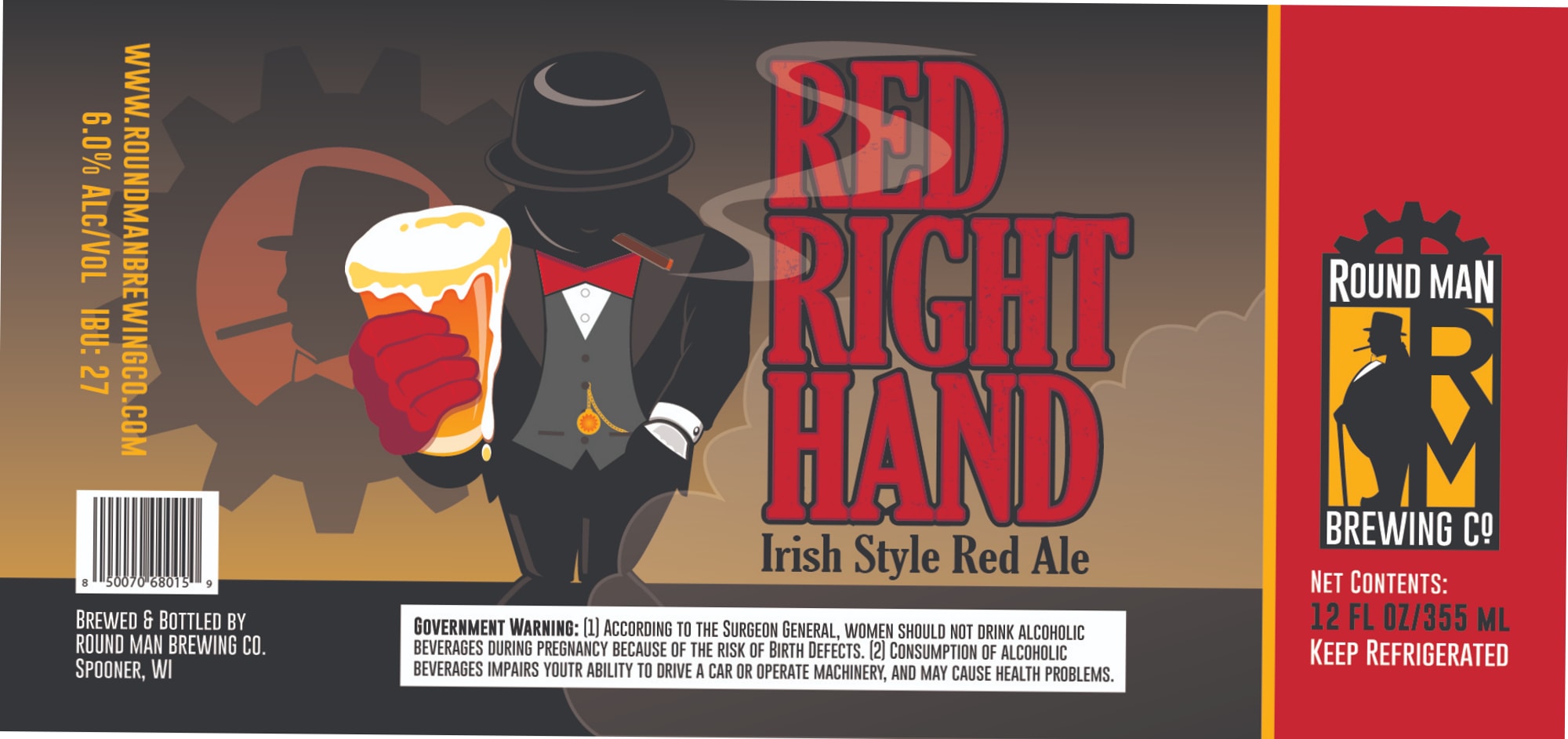 Red Right Hand by Round Man Brewing Co. - beer label