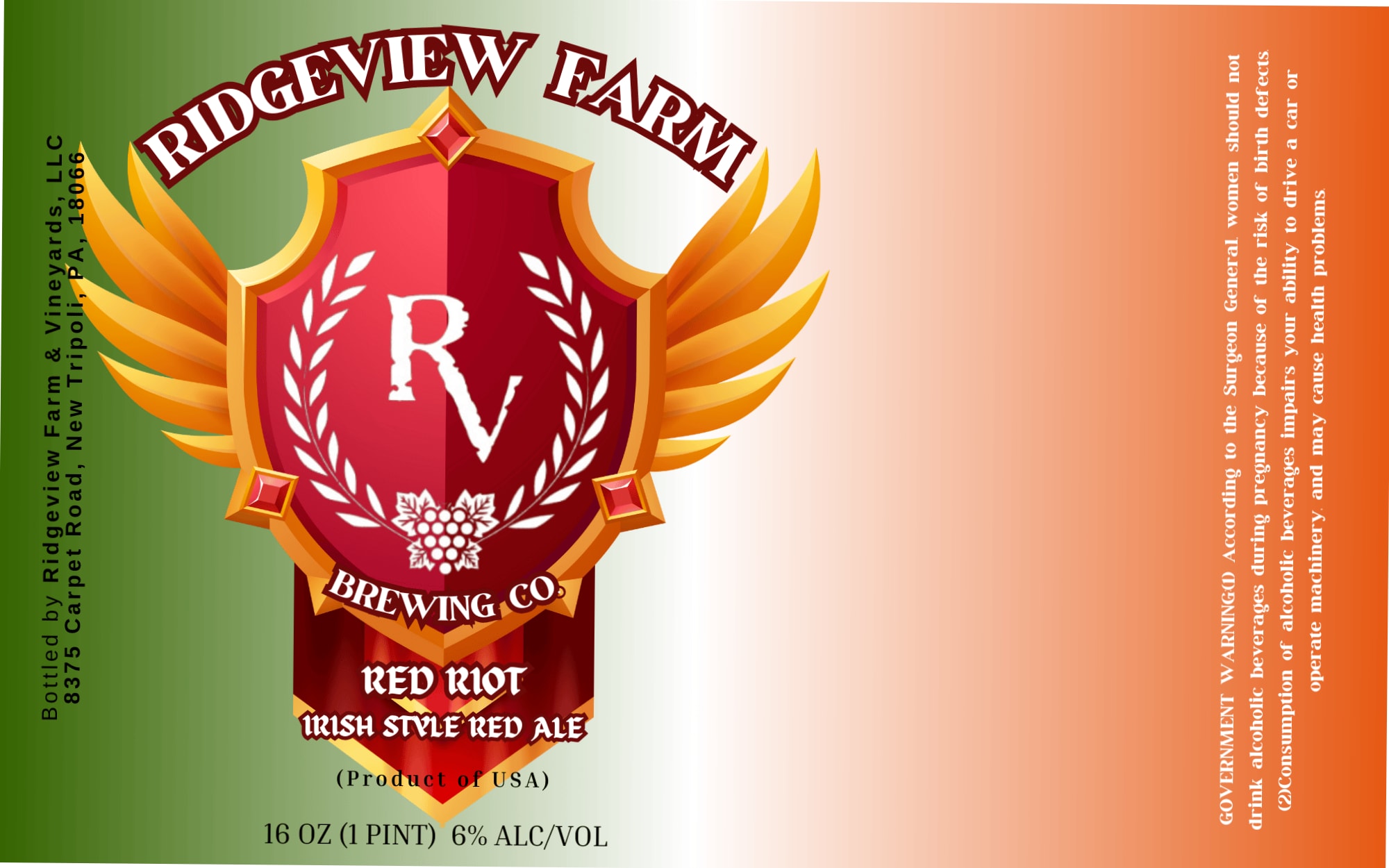 Red Riot by Ridgeview Farm & Vineyards, LLC - beer label