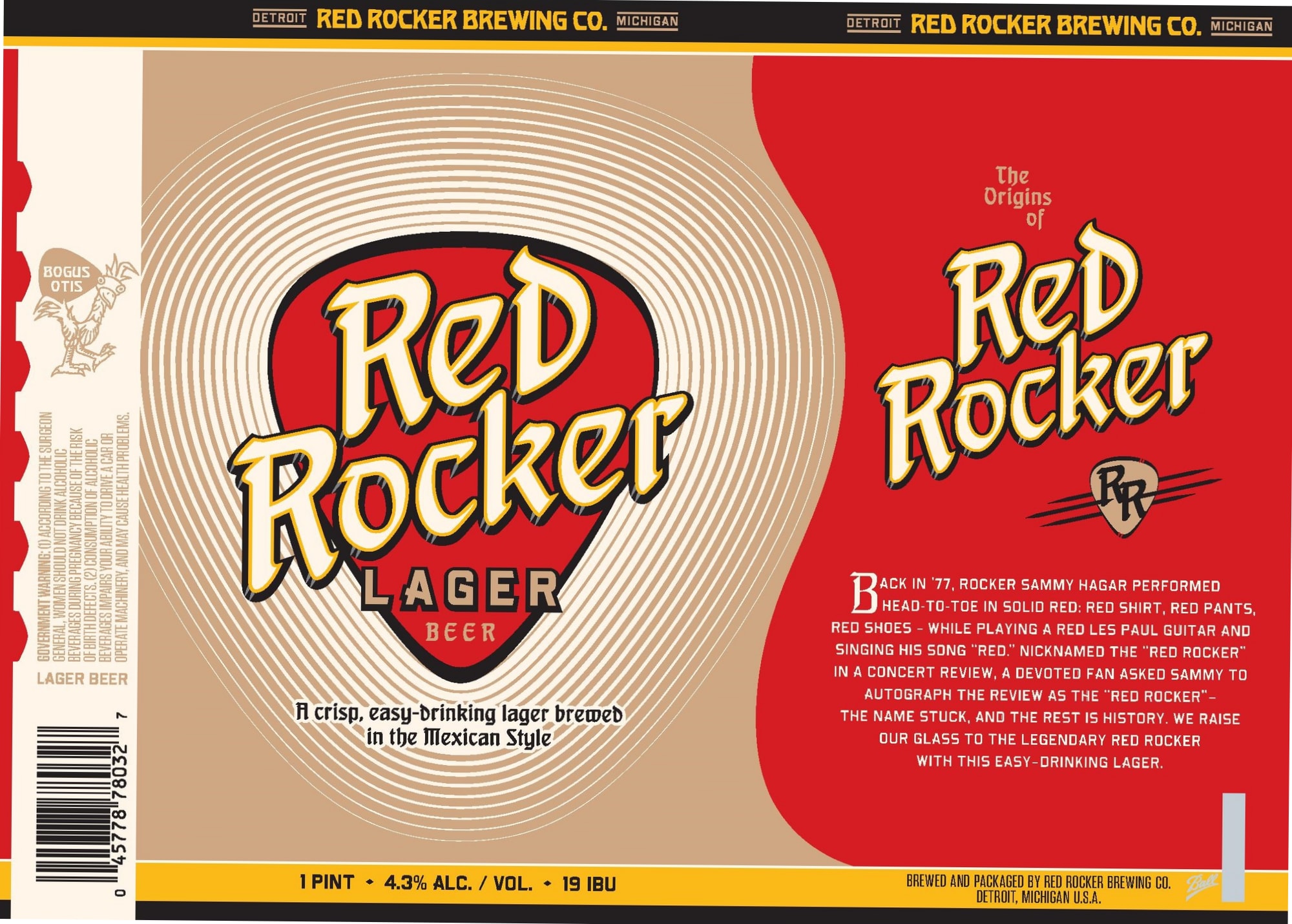 Red Rocker Lager by Detroit Red Rocker Brewing Co. - beer label