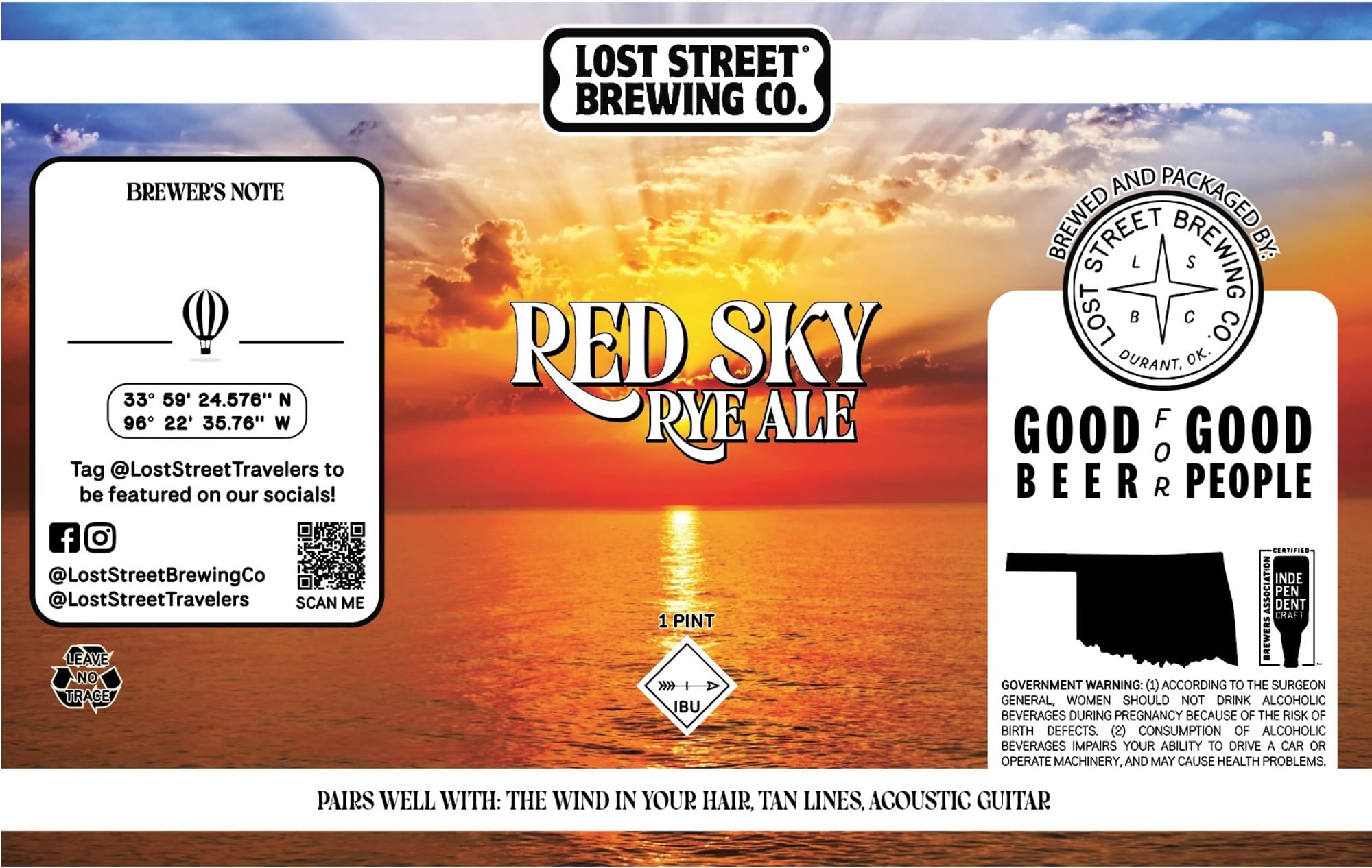 Red Sky Rye Ale by Lost Street Brewing Co. - beer label