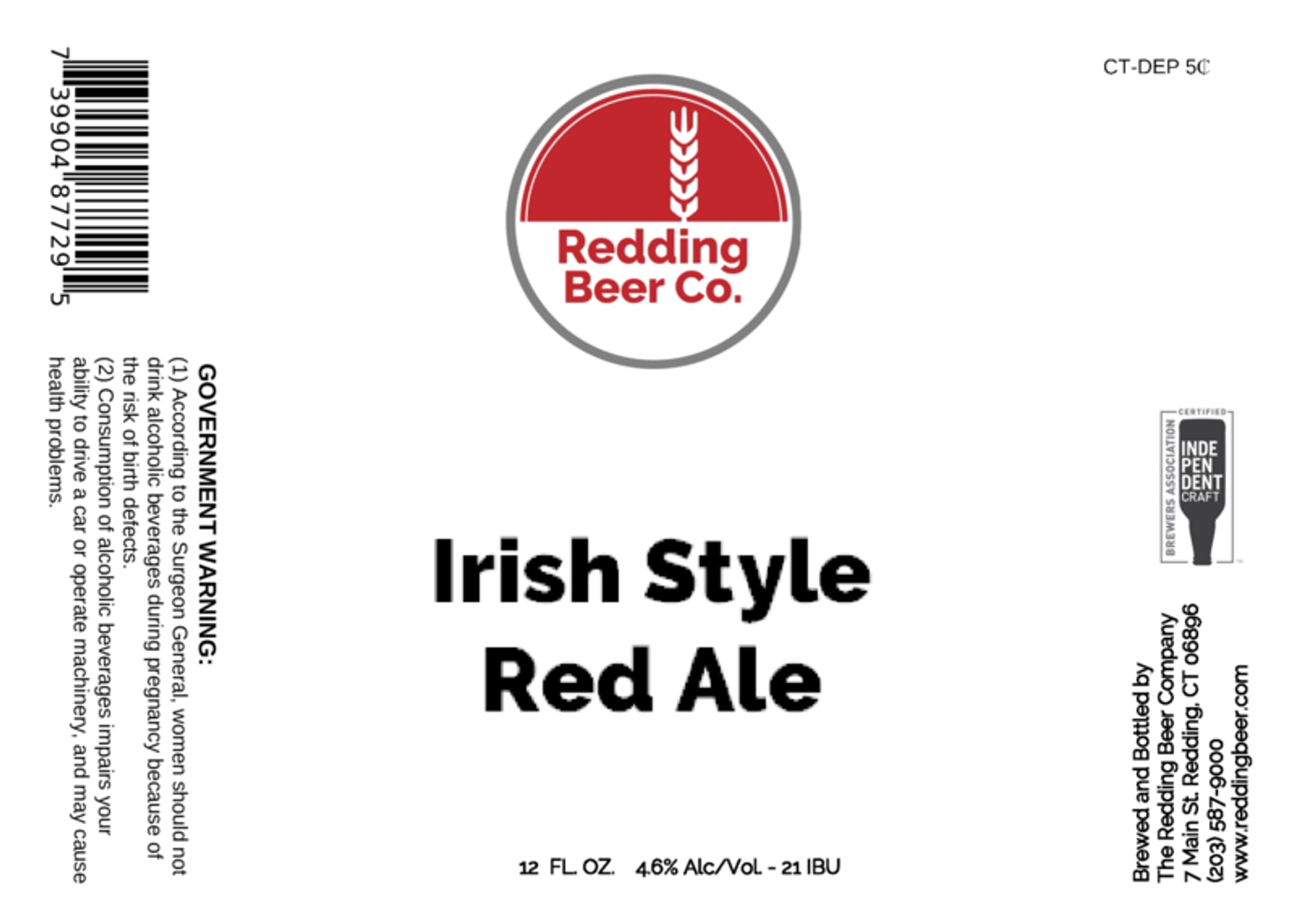Irish Style Red Ale by Redding Beer Co. - beer label