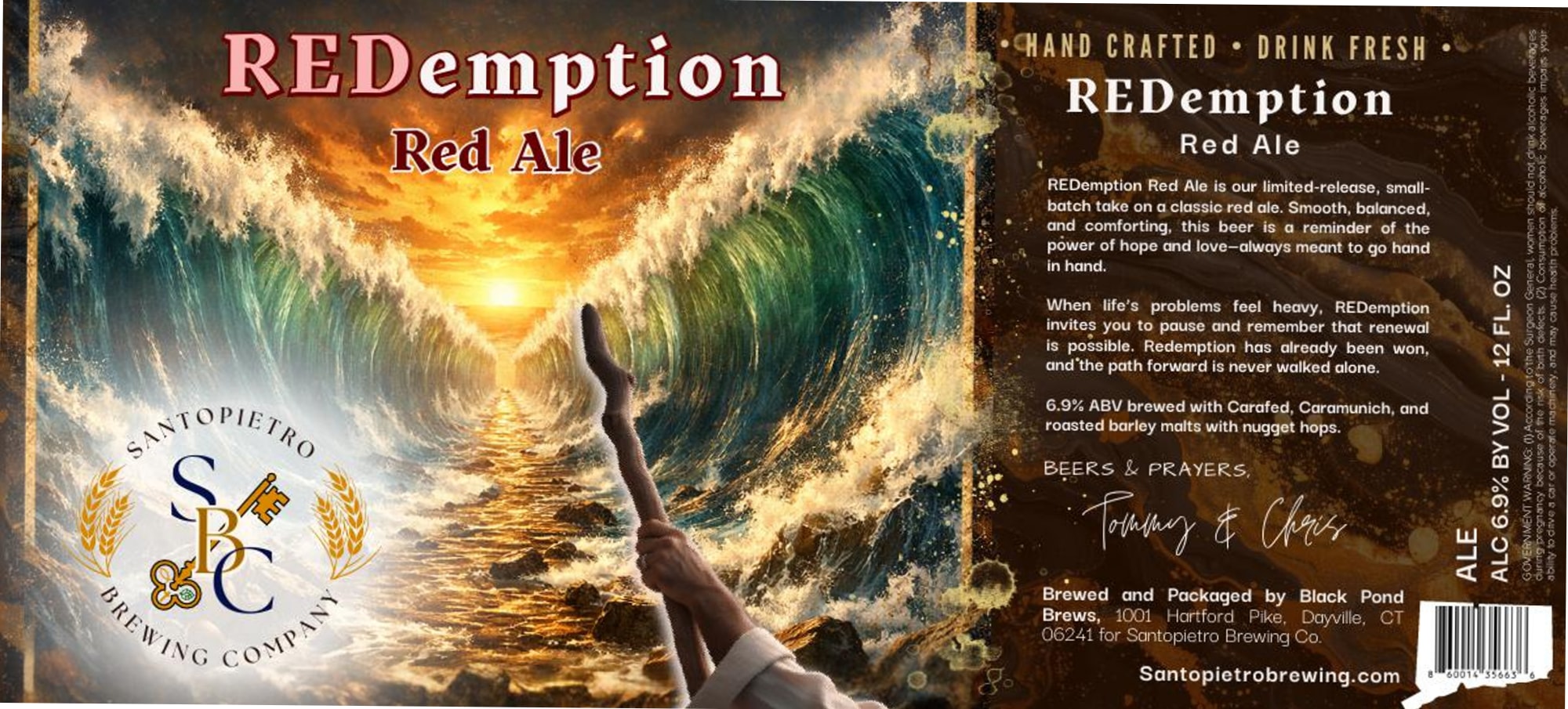 REDemption Red Ale by Santopietro Brewing Company - beer label